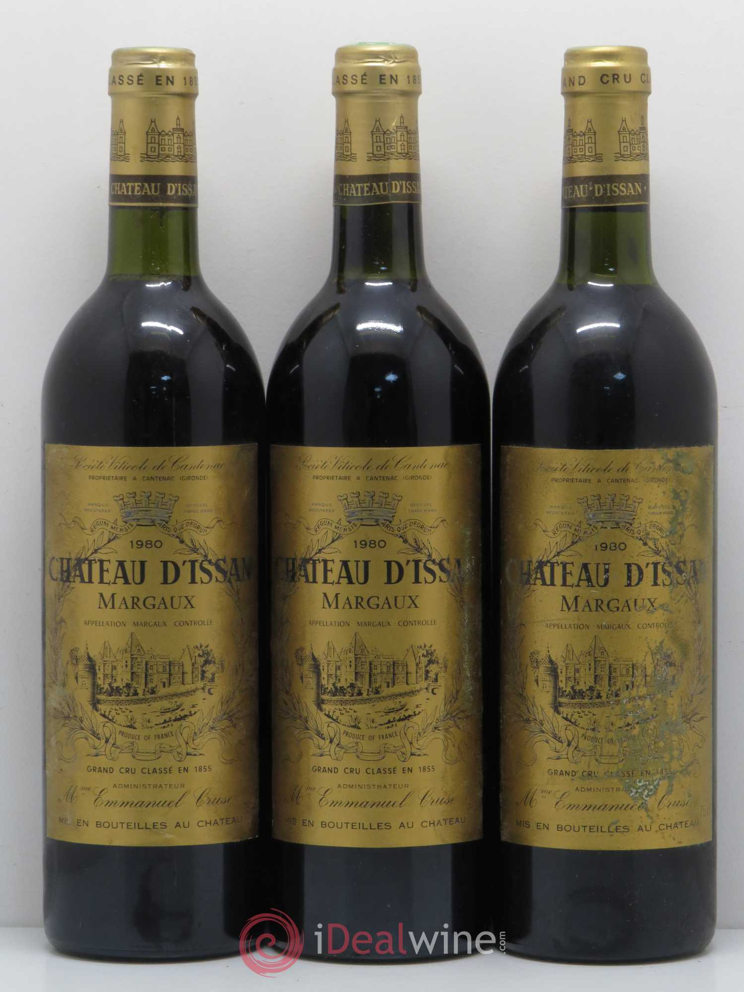 Château d'Issan 3ème Grand Cru Classé 1980 - Lot de 3 bouteilles - 0