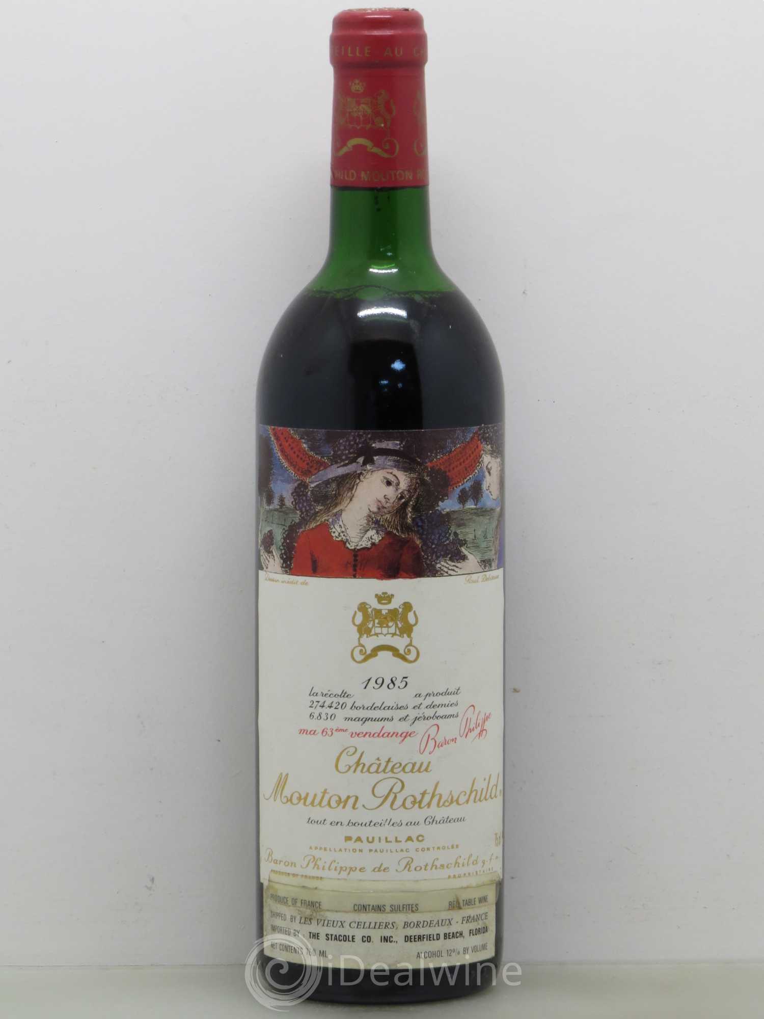 Château Mouton Rothschild 1er Grand Cru Classé (Export Floride) 1985 - Lot de 1 bouteille - 0