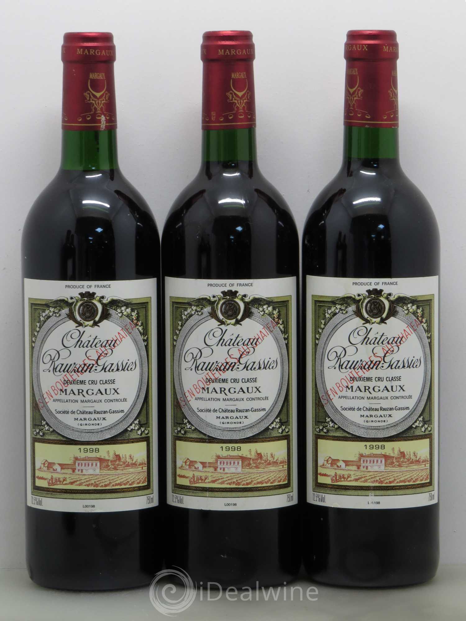 Château Rauzan-Gassies 2ème Grand Cru Classé 1998 - Lot de 5 bouteilles - 1