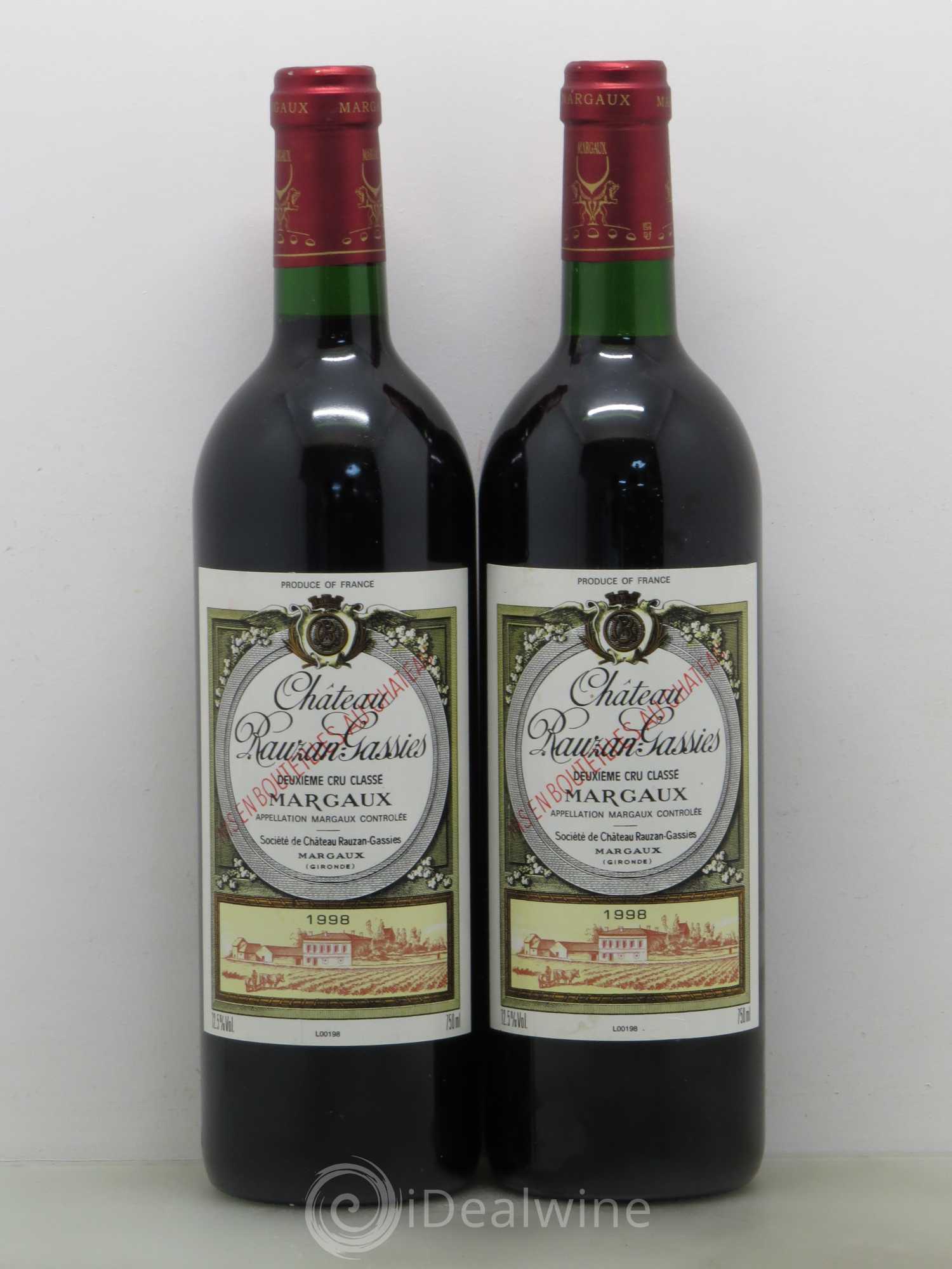 Château Rauzan-Gassies 2ème Grand Cru Classé 1998 - Lot de 5 bouteilles - 2