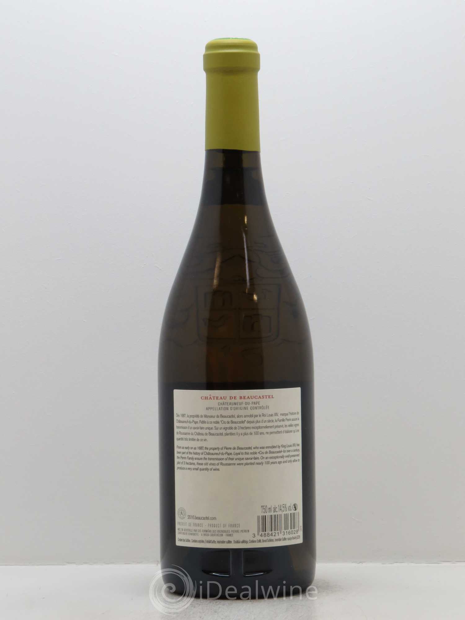 Châteauneuf-du-Pape Château de Beaucastel Vieilles vignes Roussanne Famille Perrin 2016 - Lot de 1 bouteille - 1