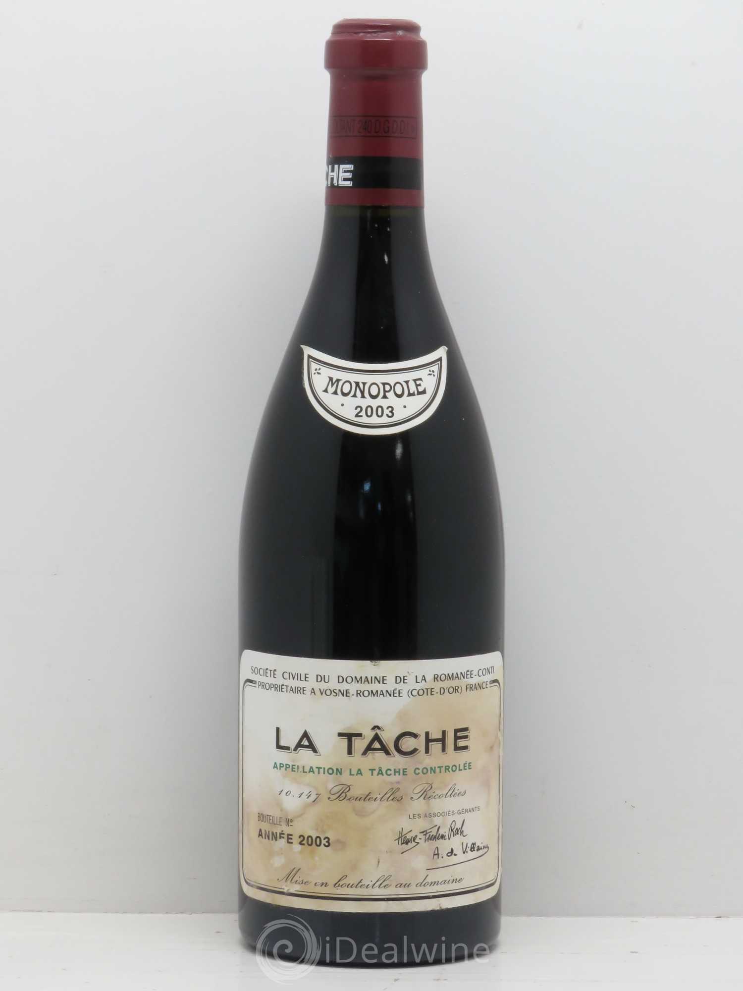 La Tâche Grand Cru Domaine de la Romanée-Conti 2003 - Lot de 1 bouteille - 0