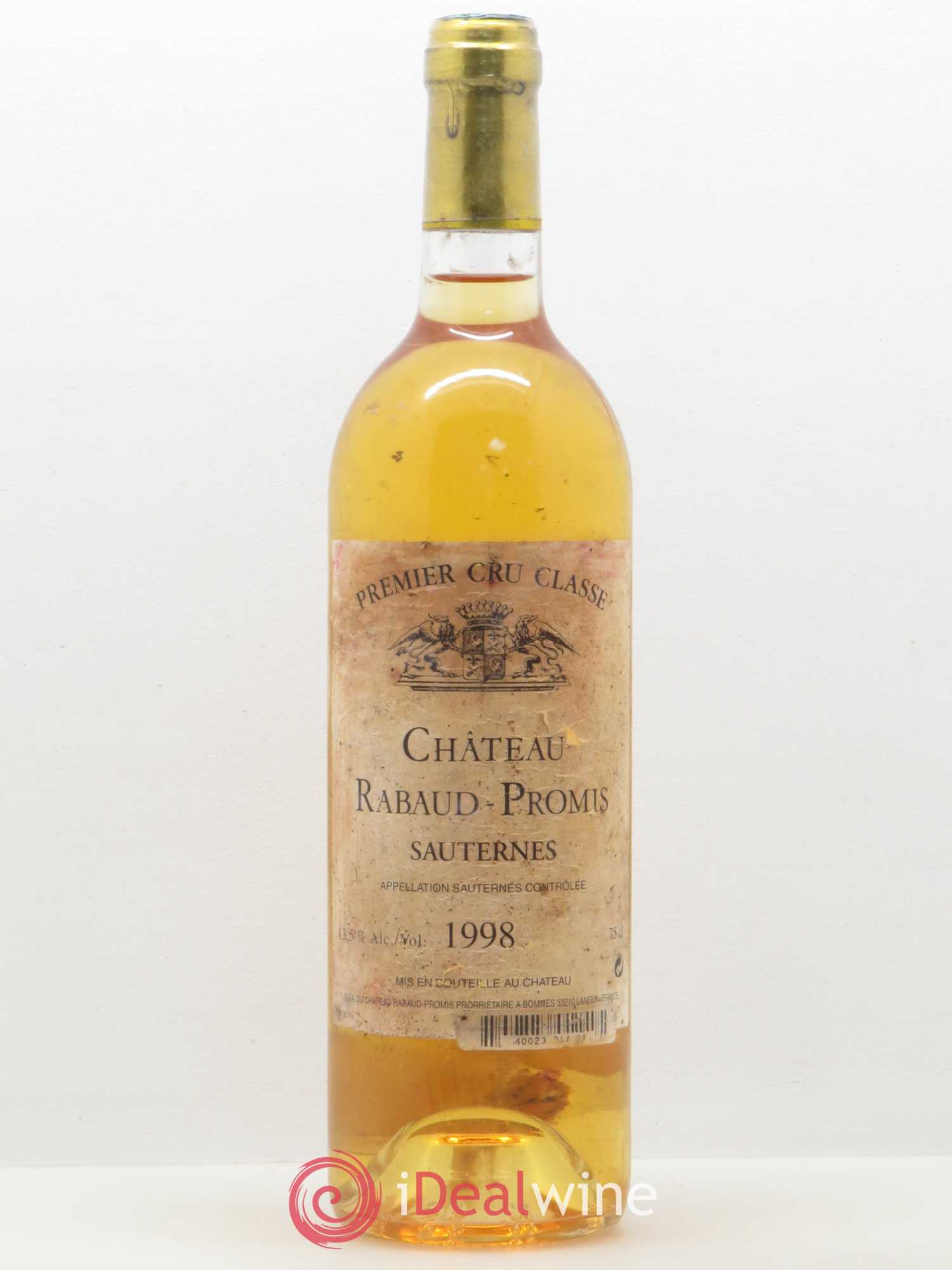 Château Rabaud Promis 1er Grand Cru Classé (senza prezzo di riserva) 1998 - Lotto di 1 bottiglia - 0