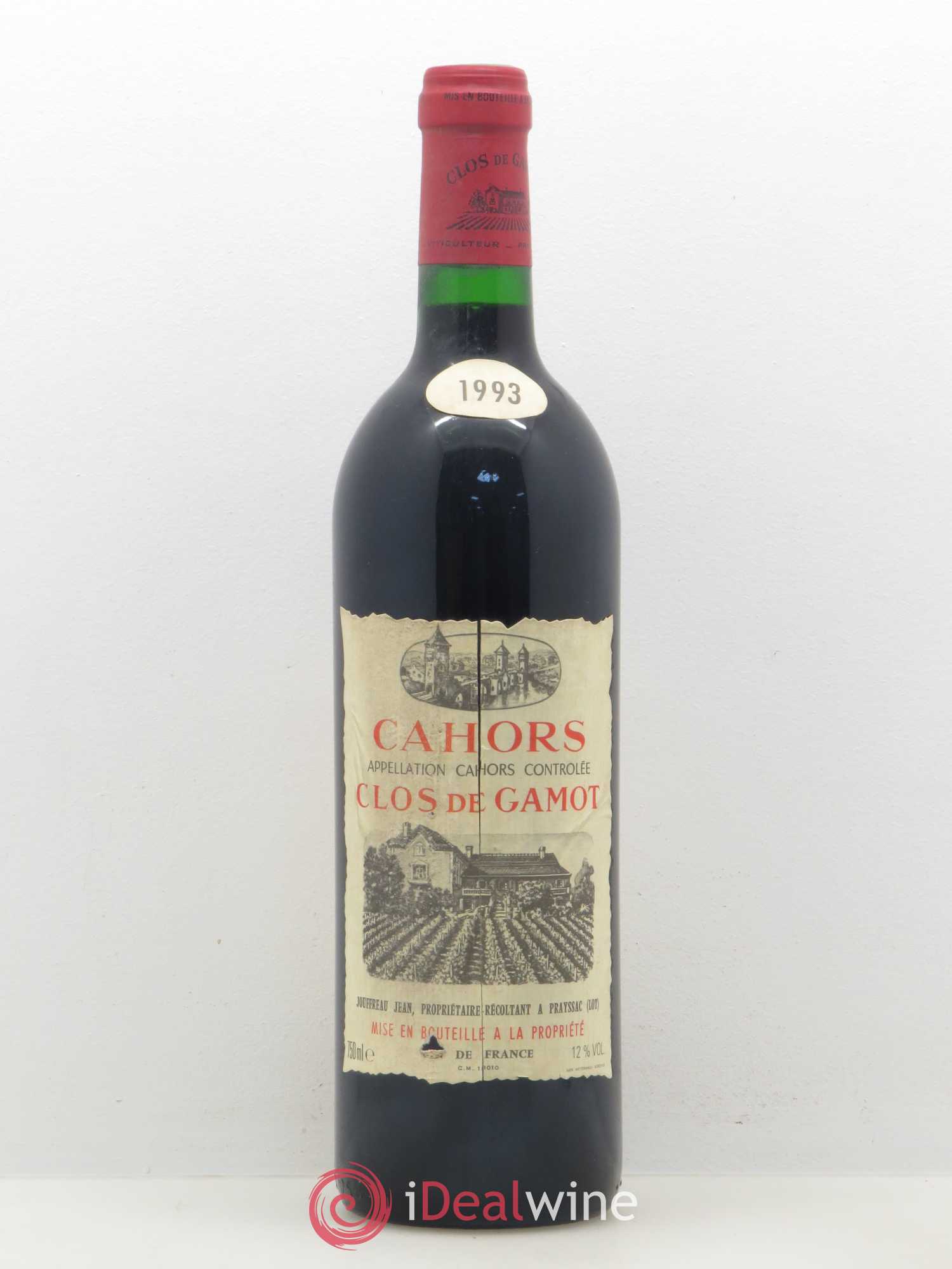 Cahors Clos de Gamot famille Jouffreau 1993 - Lot de 1 bouteille - 0