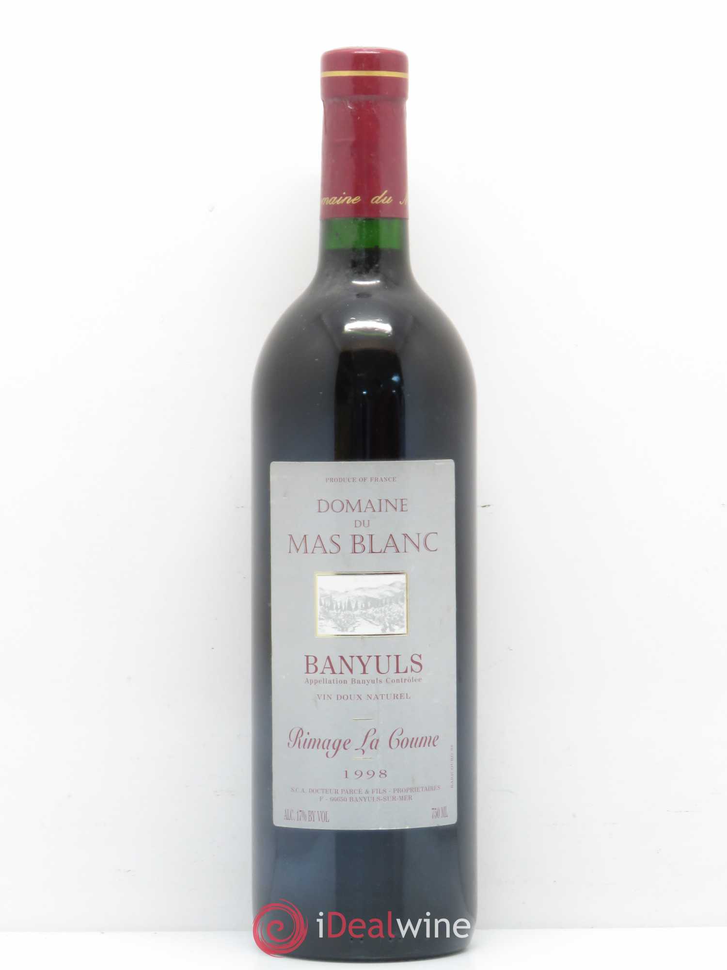 Banyuls Rimage La Coume Mas Blanc (Domaine du) - Parcé et Fils 1998 - Lot de 1 bouteille - 0