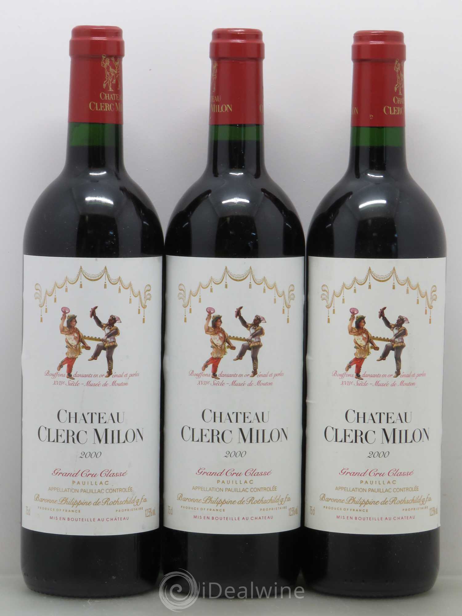 Château Clerc Milon 5ème Grand Cru Classé 2000 - Lot de 3 bouteilles - 0