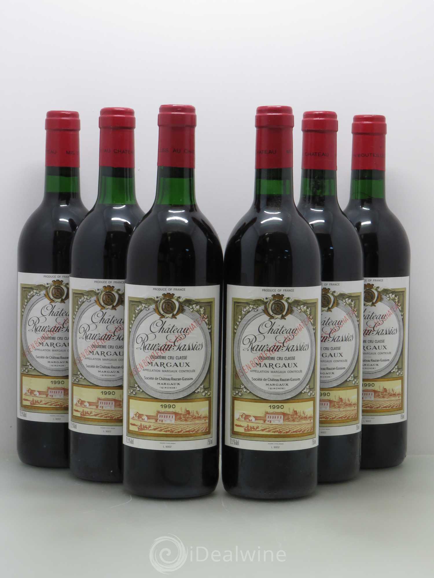 Château Rauzan-Gassies 2ème Grand Cru Classé 1990 - Lot de 6 bouteilles - 0