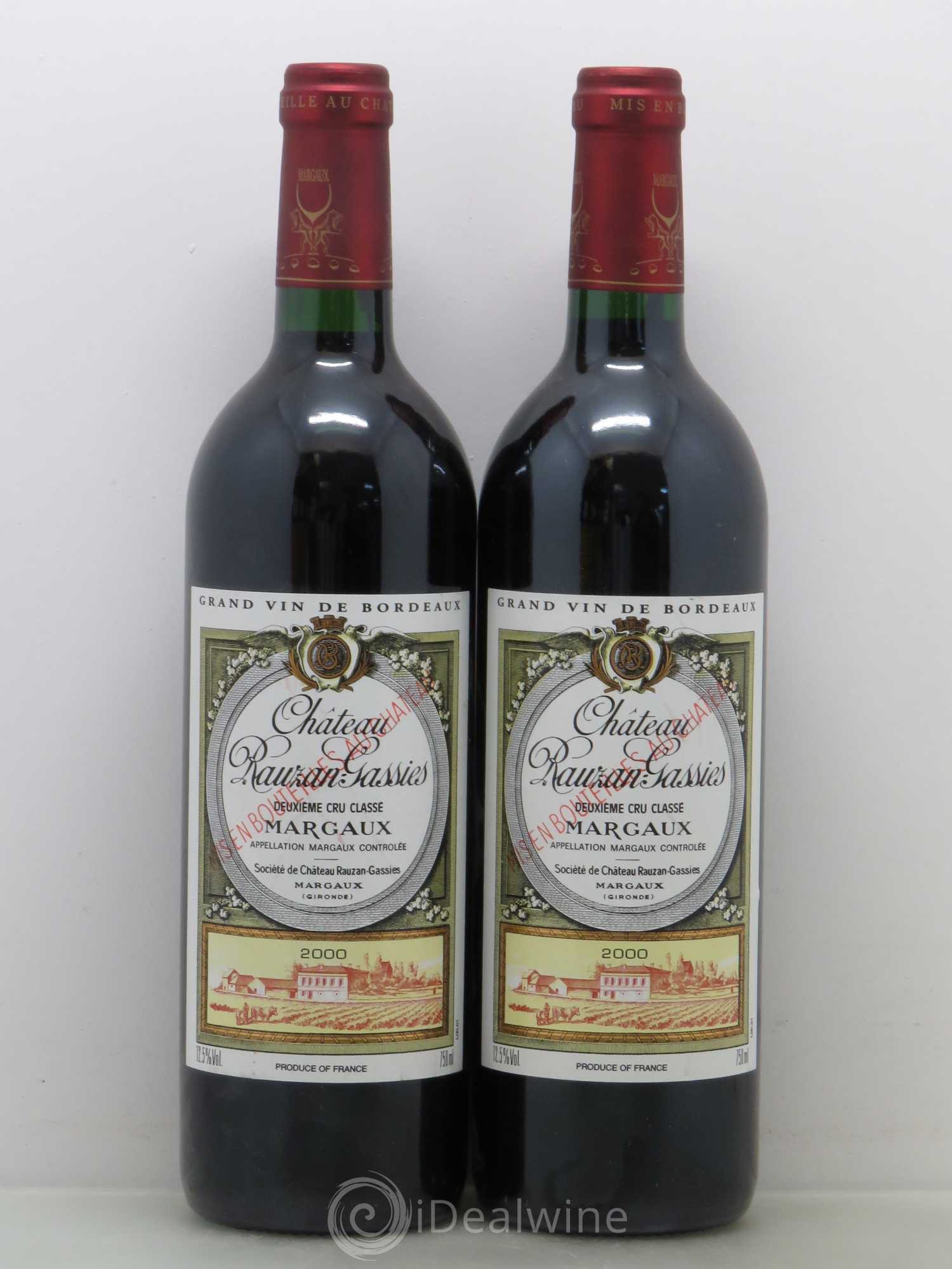 Château Rauzan-Gassies 2ème Grand Cru Classé 2000 - Lot de 2 bouteilles - 0