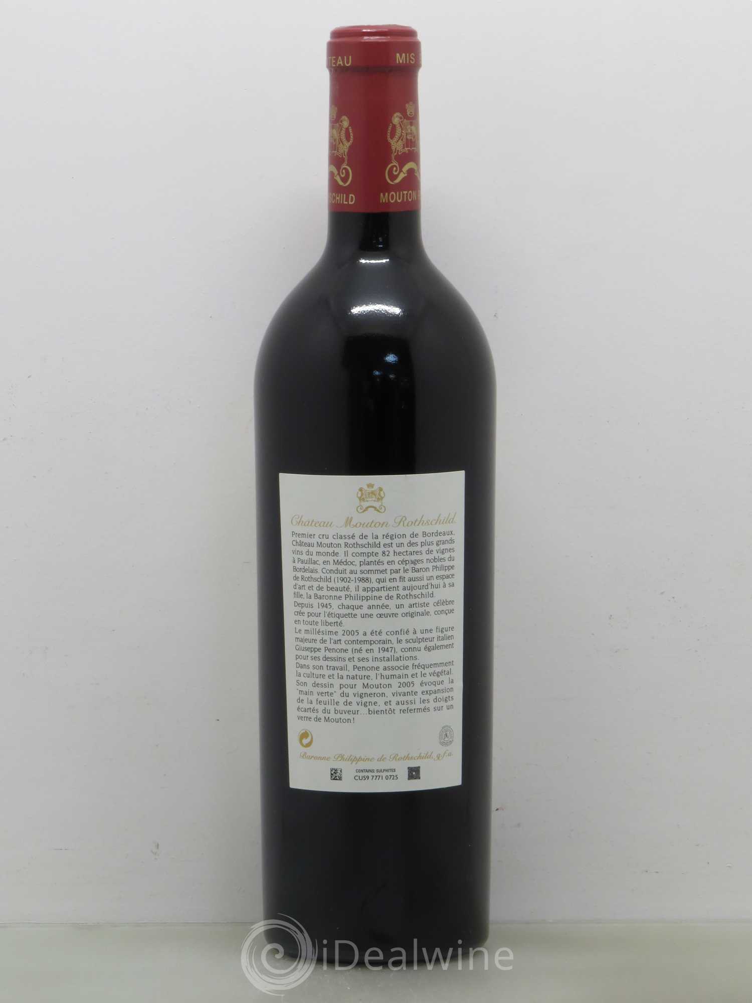 Château Mouton Rothschild 1er Grand Cru Classé 2005 - Lot de 1 bouteille - 1