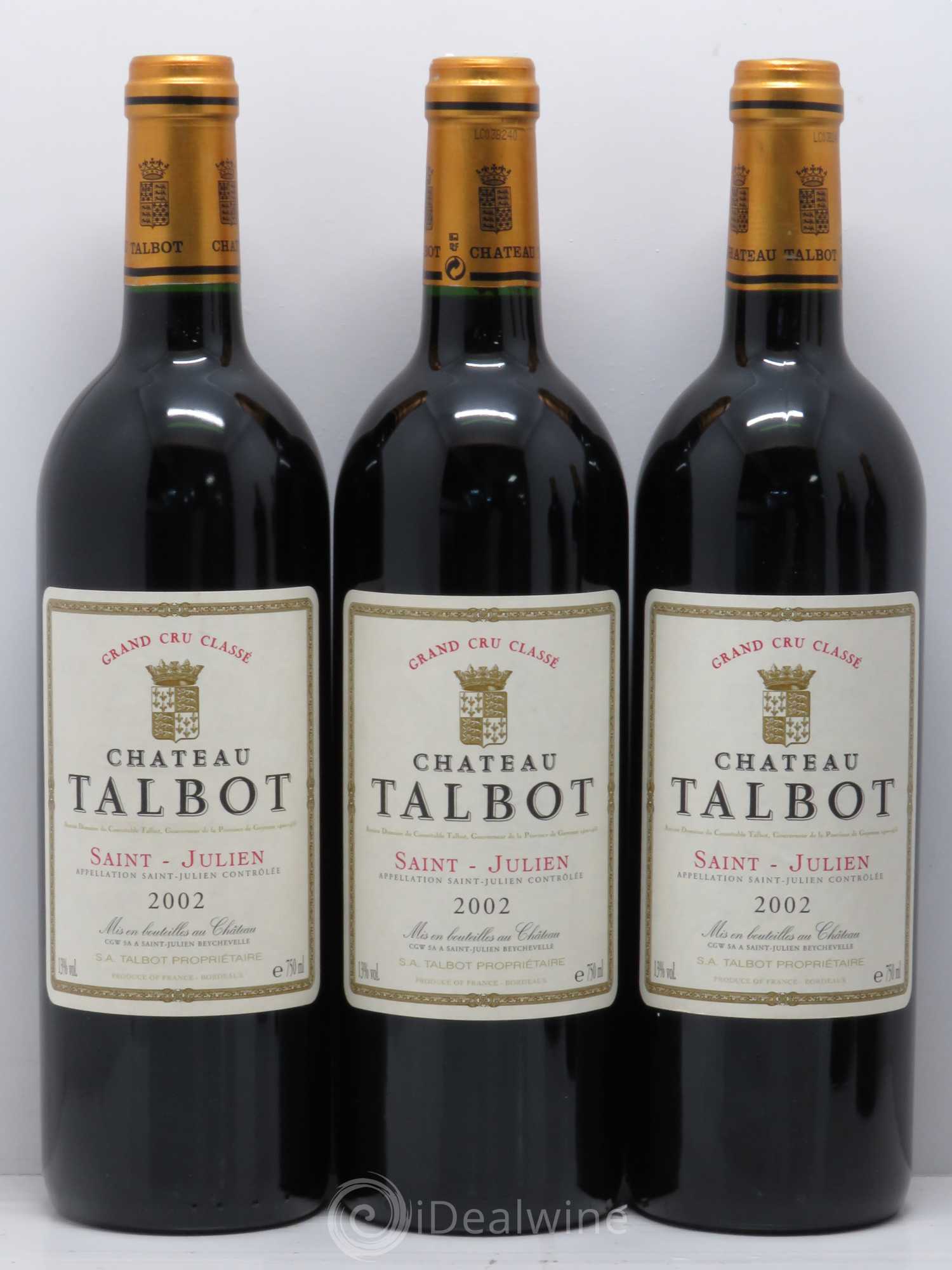 Château Talbot 4ème Grand Cru Classé 2002 - Lot de 5 bouteilles - 1