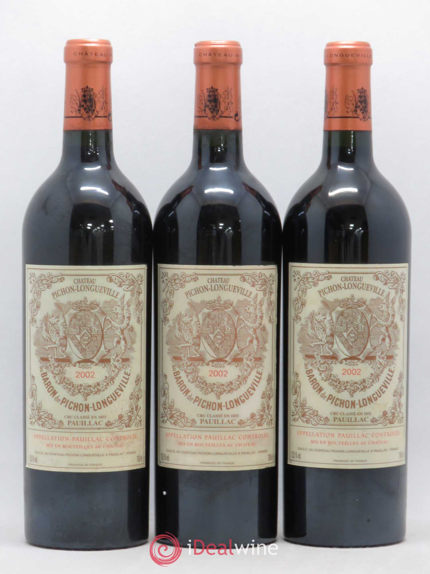 Pichon Longueville Baron 2ème Grand Cru Classé 2002 - Lot de 3 bouteilles - 0