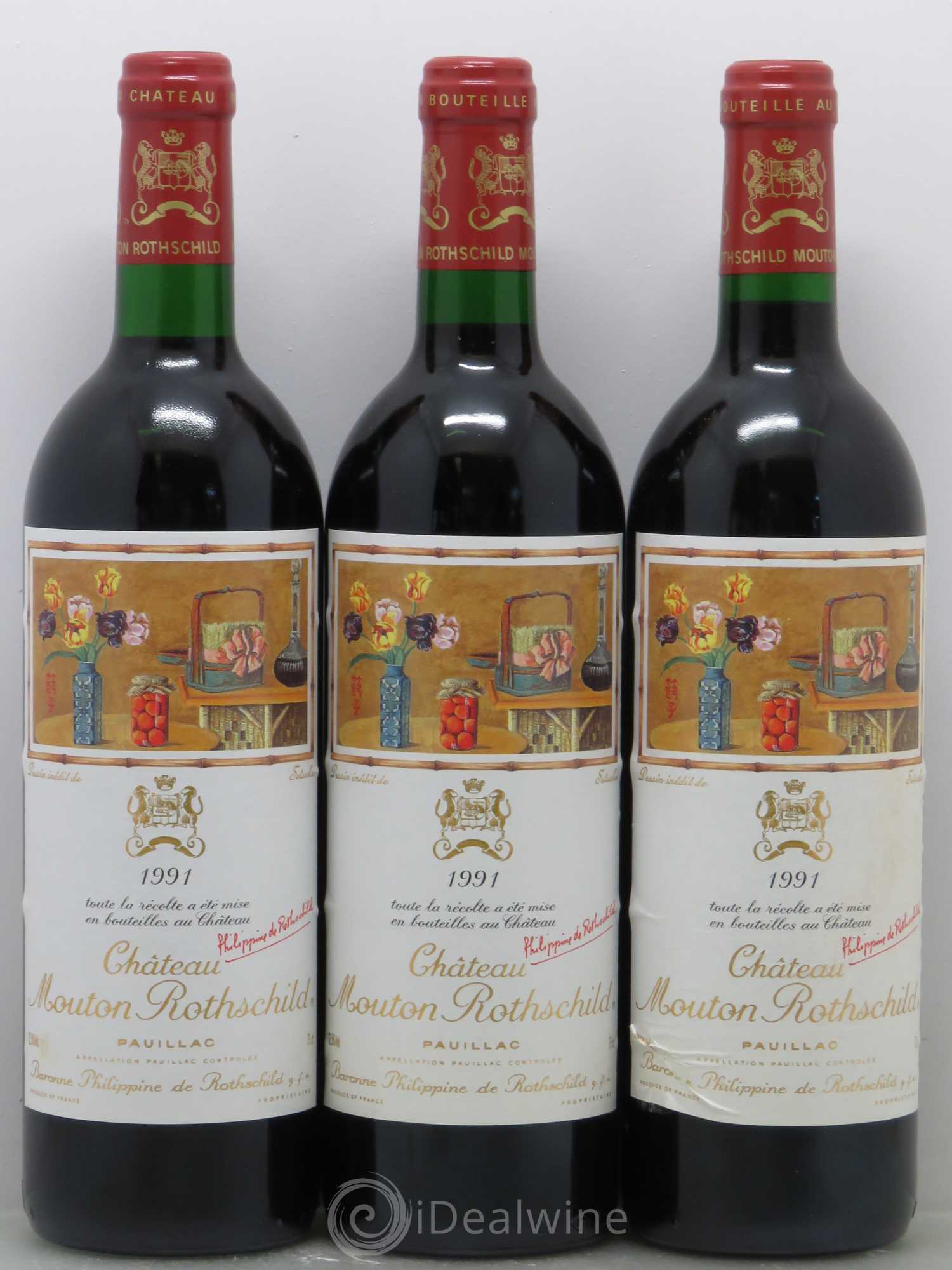 Château Mouton Rothschild 1er Grand Cru Classé 1991 - Lot de 12 bouteilles - 1