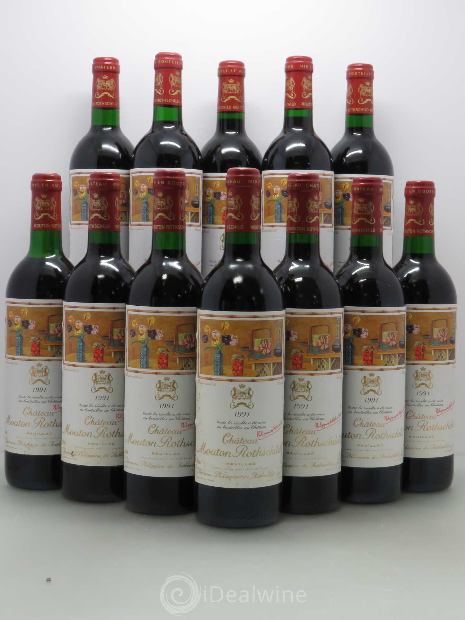 Château Mouton Rothschild 1er Grand Cru Classé 1991 - Lot de 12 bouteilles - 0
