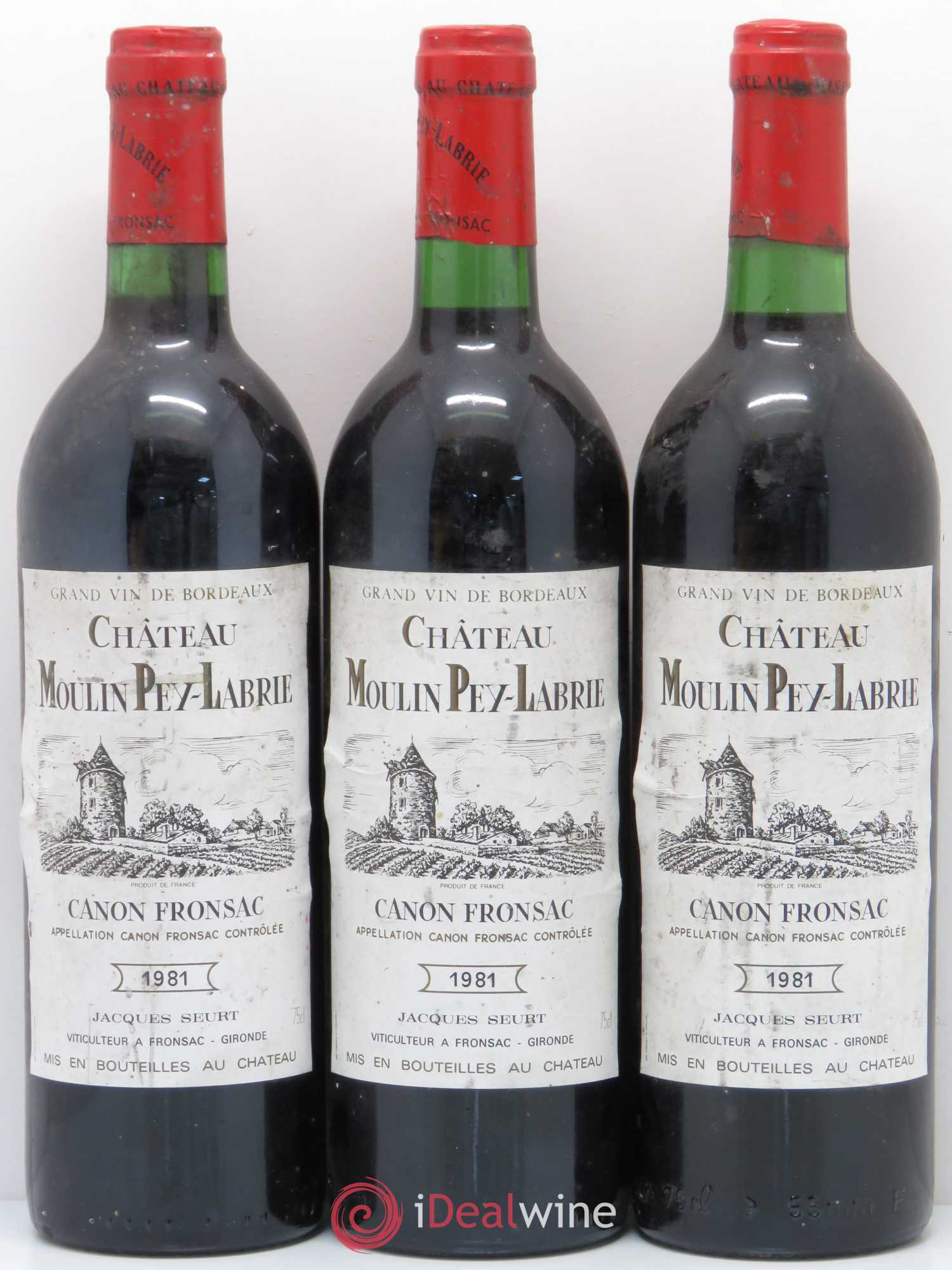 Château Moulin Pey-Labrie (sans prix de réserve) 1981 - Lot de 3 bouteilles - 0