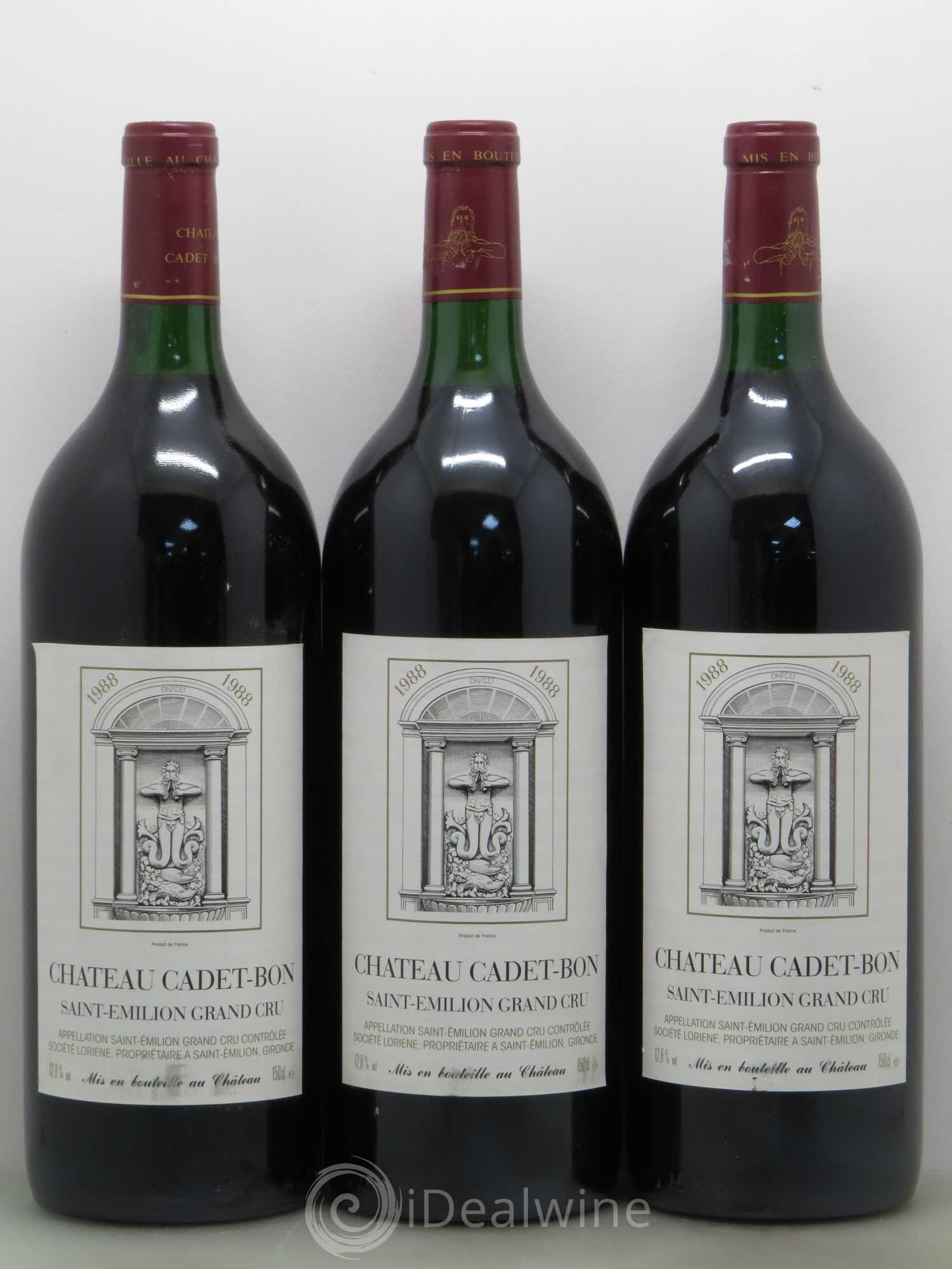 Château Cadet Bon Grand Cru Classé 1988 - Lot de 3 magnums - 0