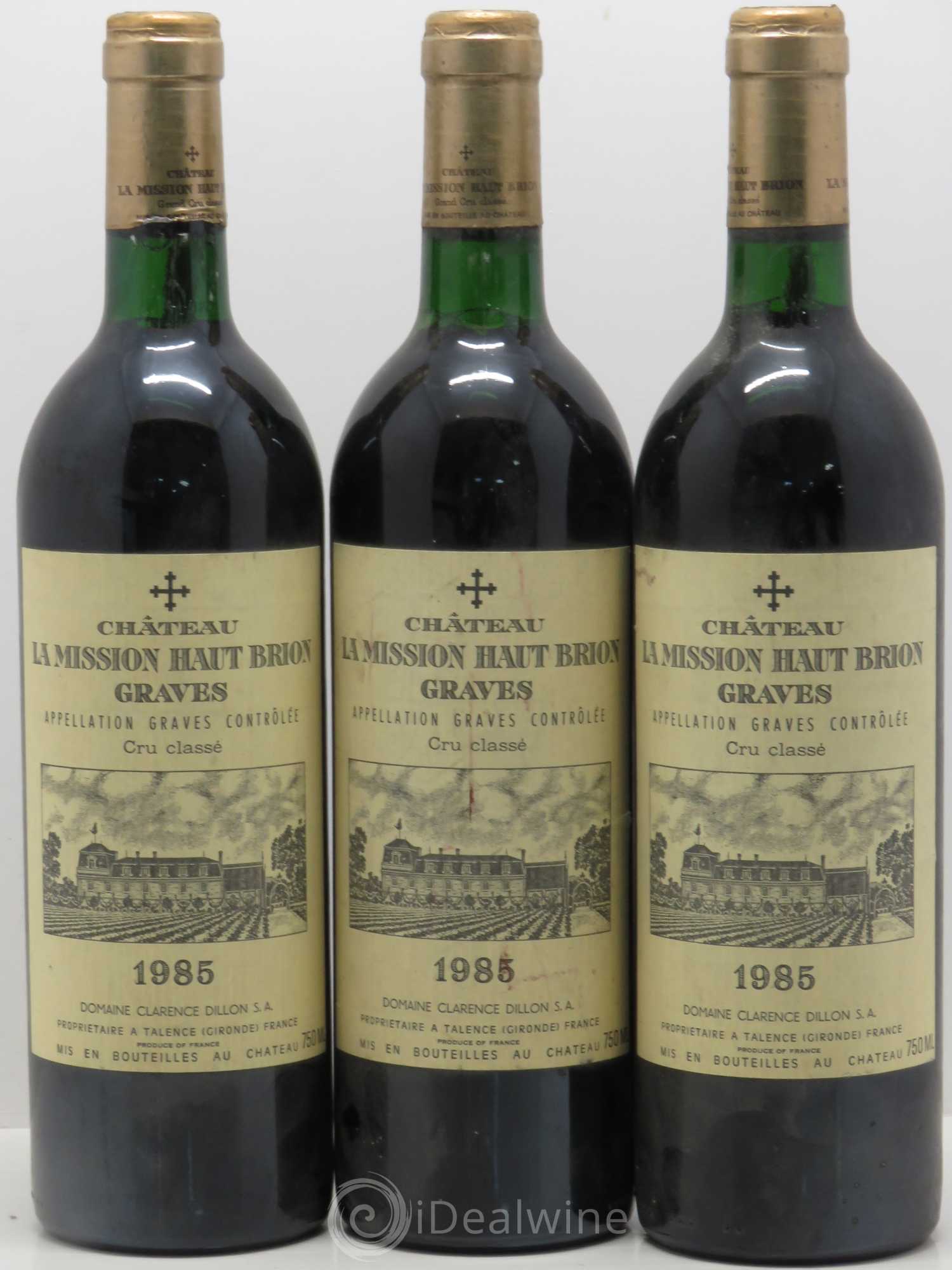 Château la Mission Haut-Brion Cru Classé de Graves 1985 - Lot de 3 bouteilles - 0