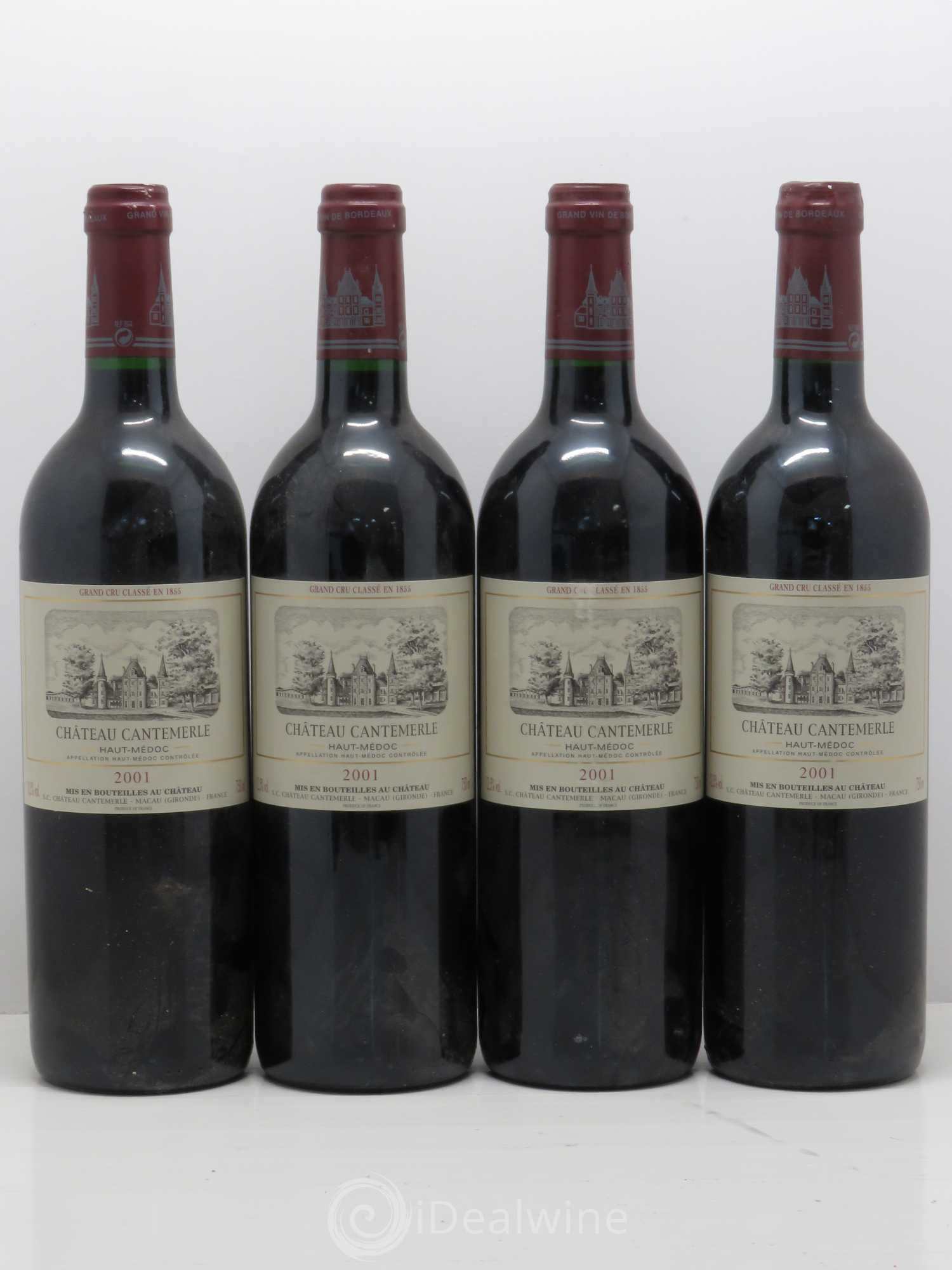 Château Cantemerle 5ème Grand Cru Classé 2001 - Lot de 4 bouteilles - 0