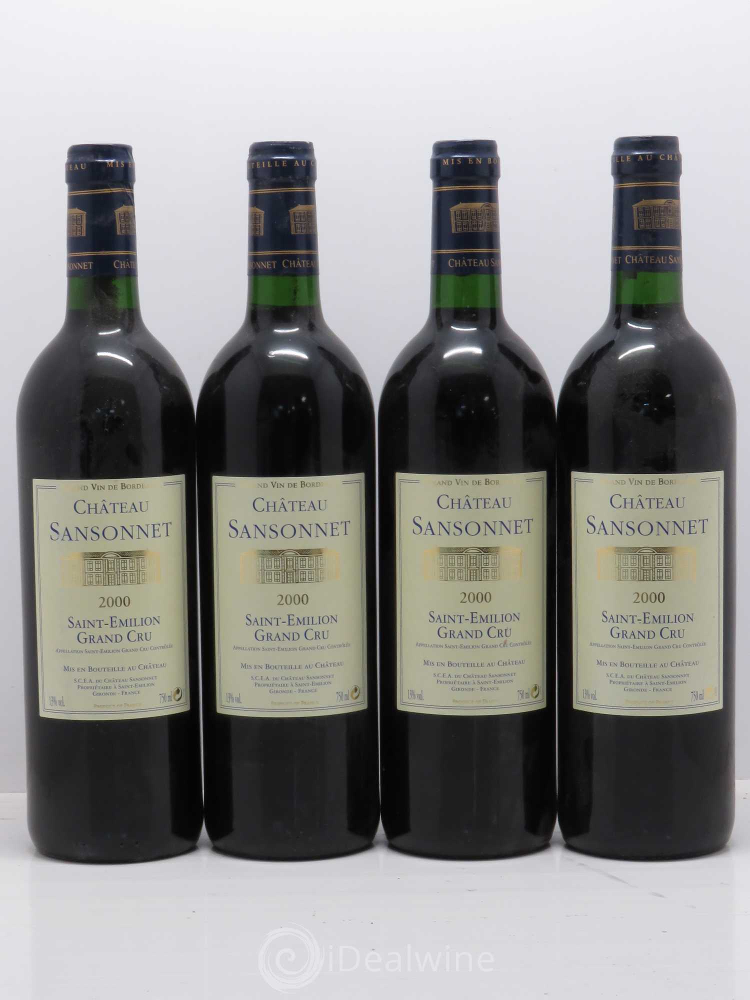 Château Sansonnet Grand Cru Classé 2000 - Lot de 4 bouteilles - 0
