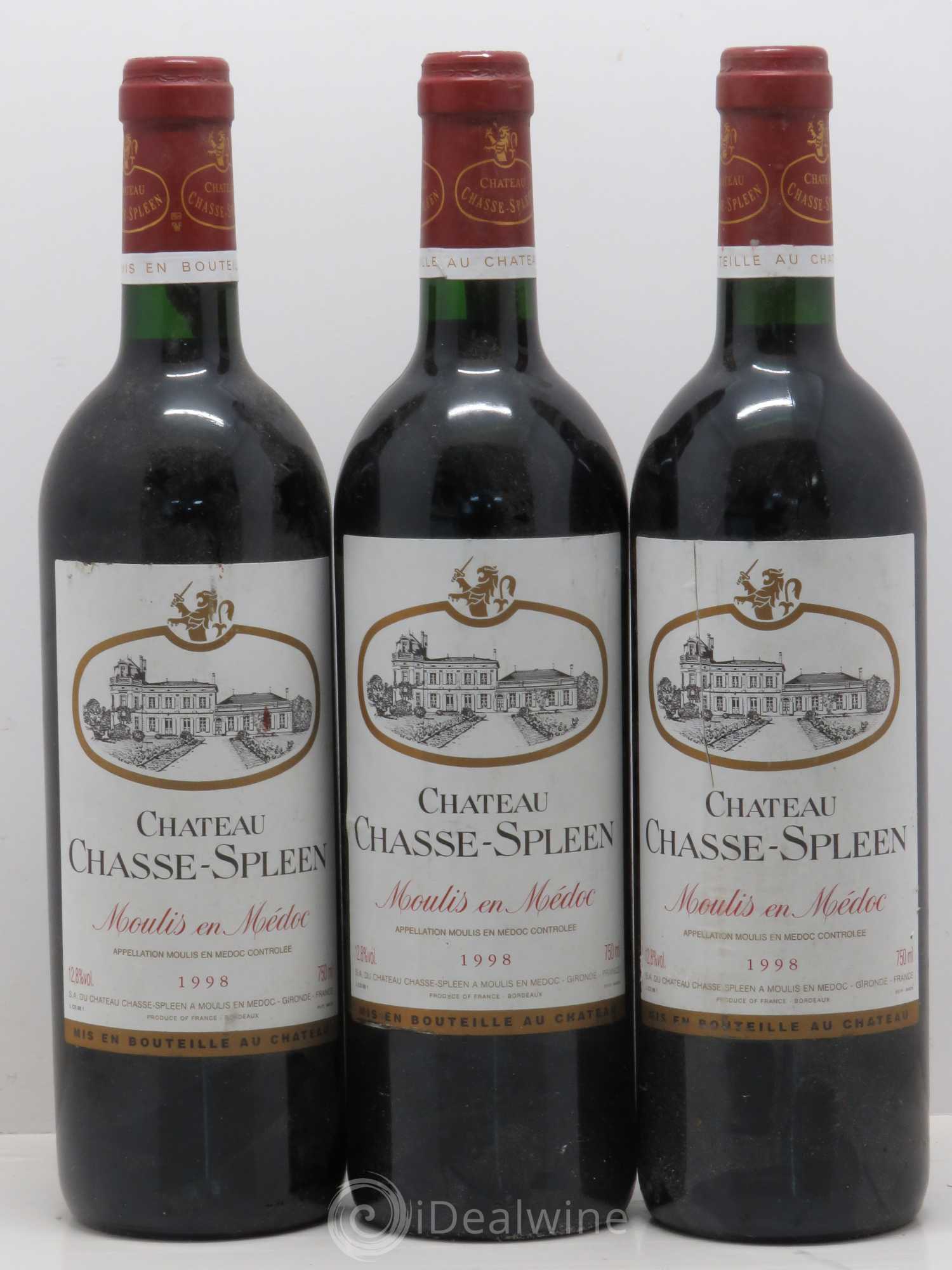 Château Chasse Spleen 1998 - Lot de 3 bouteilles - 0