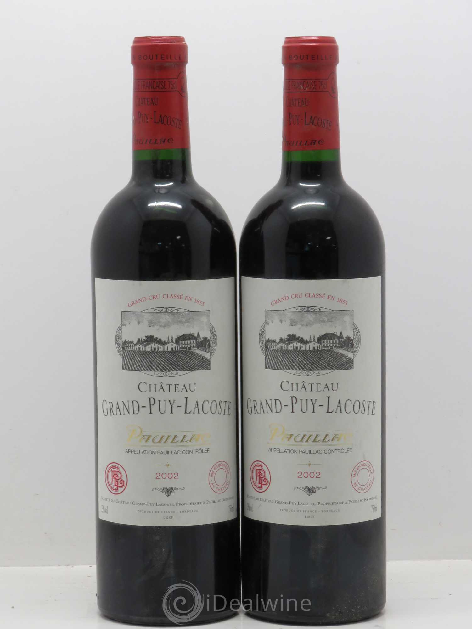 Château Grand Puy Lacoste 5ème Grand Cru Classé 2002 - Lot de 2 bouteilles - 0