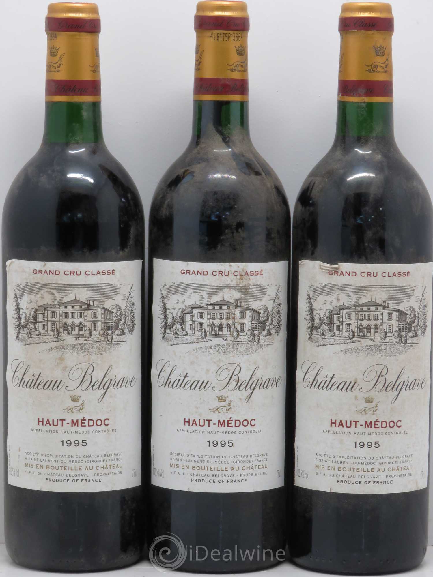 Château Belgrave 5ème Grand Cru Classé 1995 - Lot de 3 bouteilles - 0