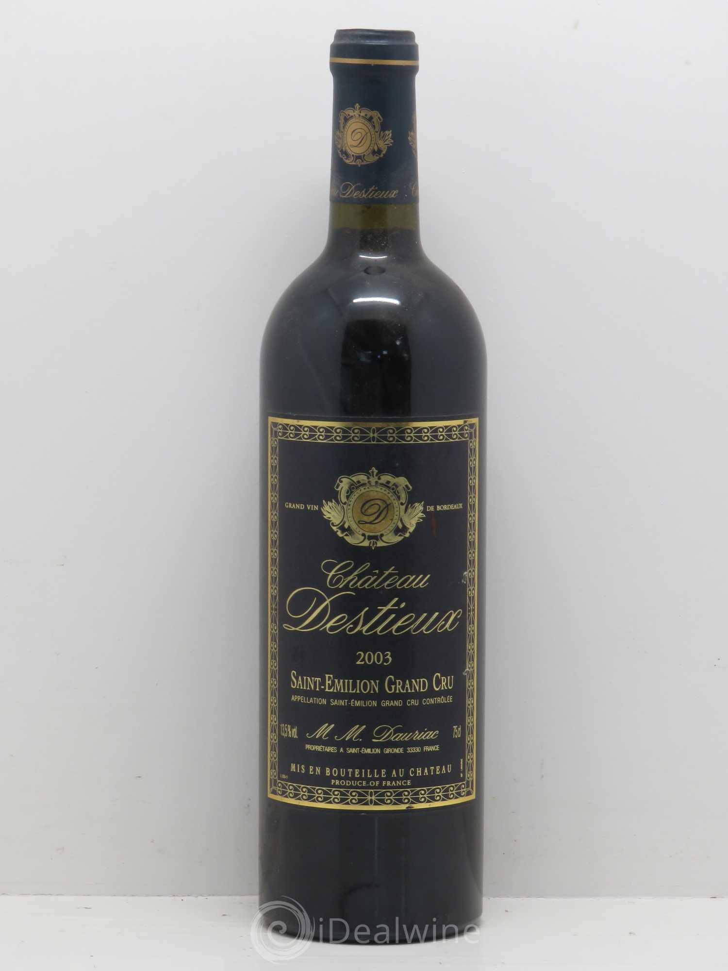 Château Destieux Grand Cru Classé 2003 - Lot de 1 bouteille - 0