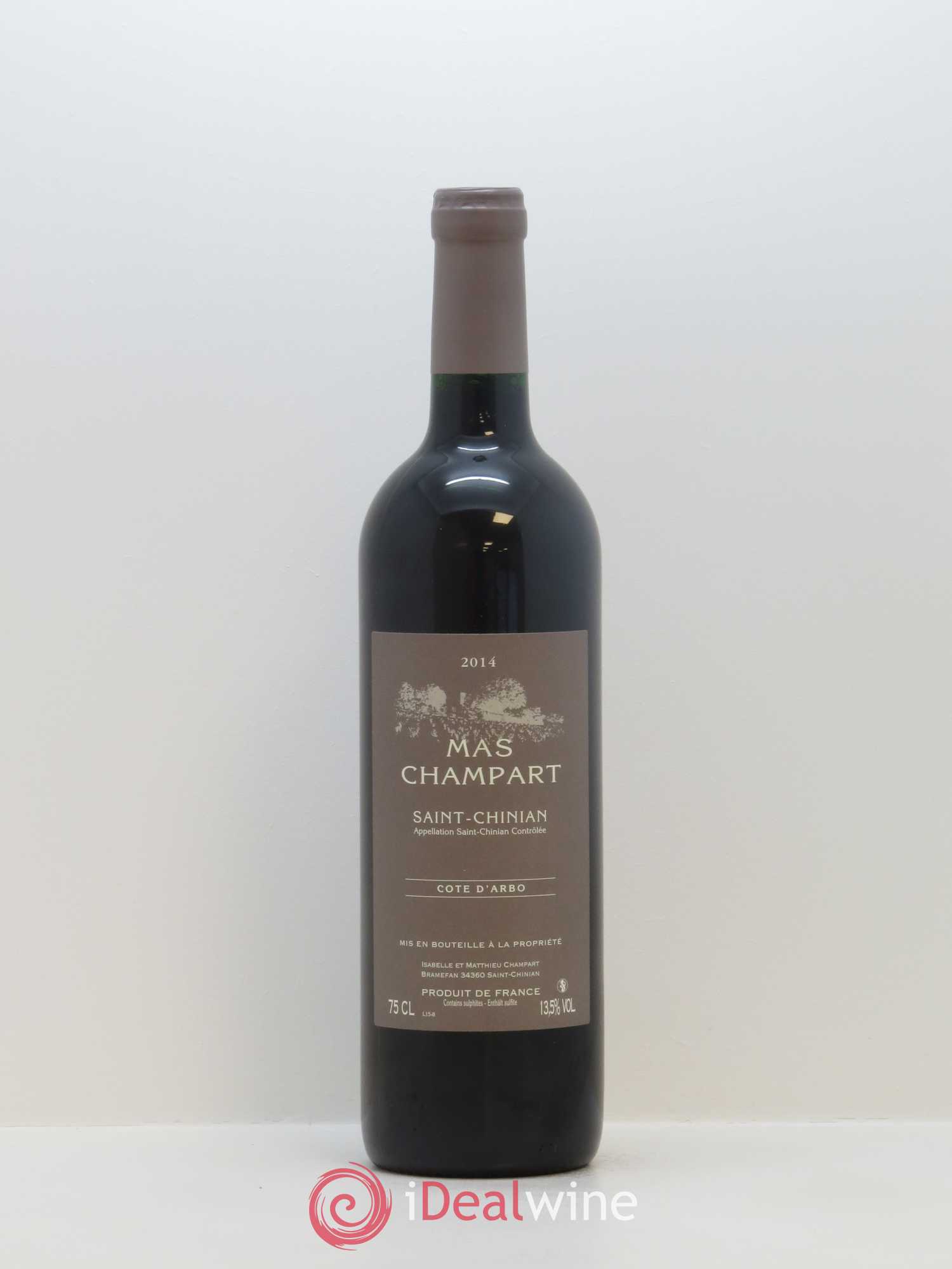 Saint-Chinian Mas Champart Côte d'Arbo Isabelle et Mathieu Champart 2014 - Lot de 1 bouteille - 0