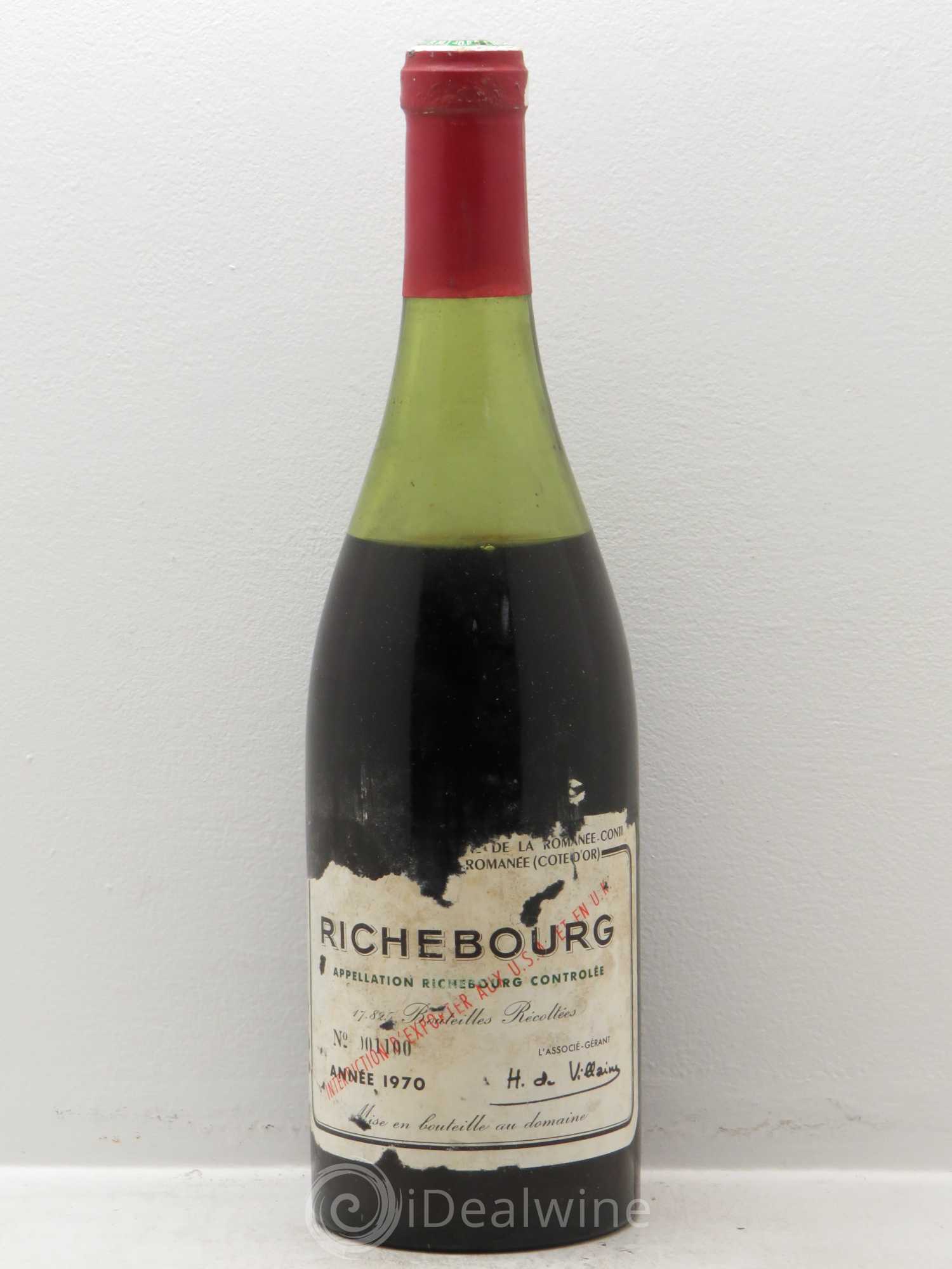 Richebourg Grand Cru Domaine de la Romanée-Conti 1970 - Lot de 1 bouteille - 0