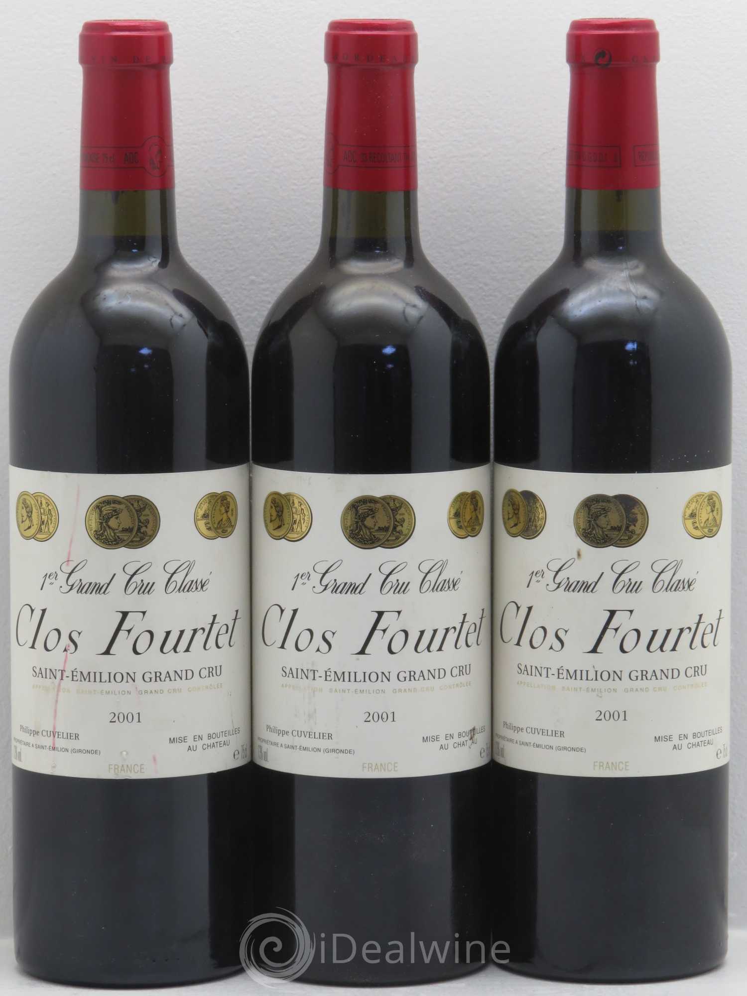 Clos Fourtet 1er Grand Cru Classé B (sans prix de réserve) 2001 - Lot de 3 bouteilles - 0
