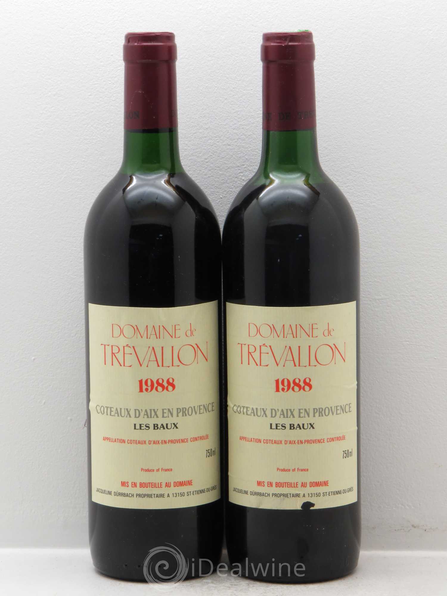 Coteaux d'Aix-en-Provence Trévallon (Domaine de) Eloi Dürrbach 1988 - Lot de 2 bouteilles - 0