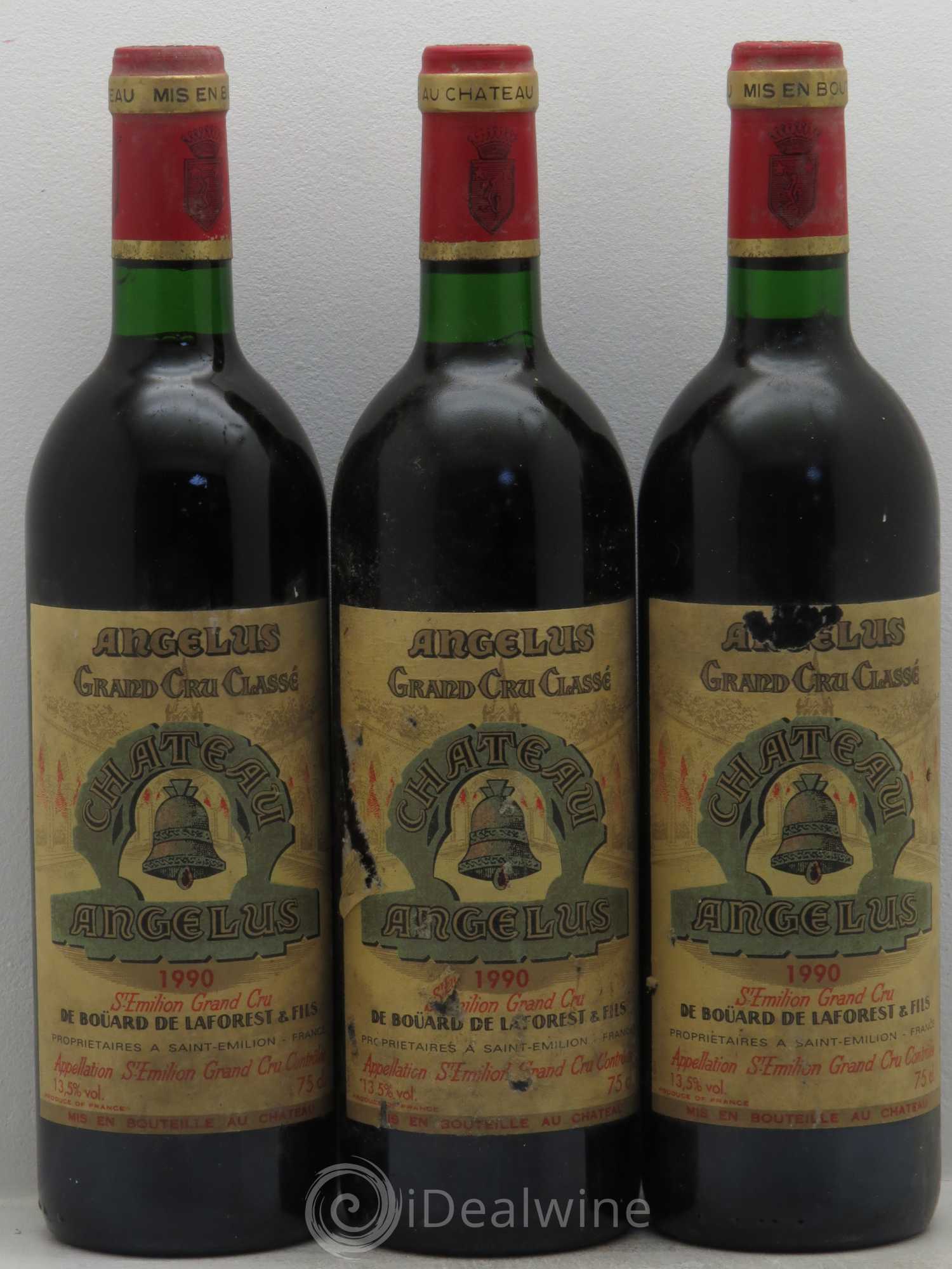 Château Angélus 1er Grand Cru Classé A 1990 - Lot de 3 bouteilles - 0