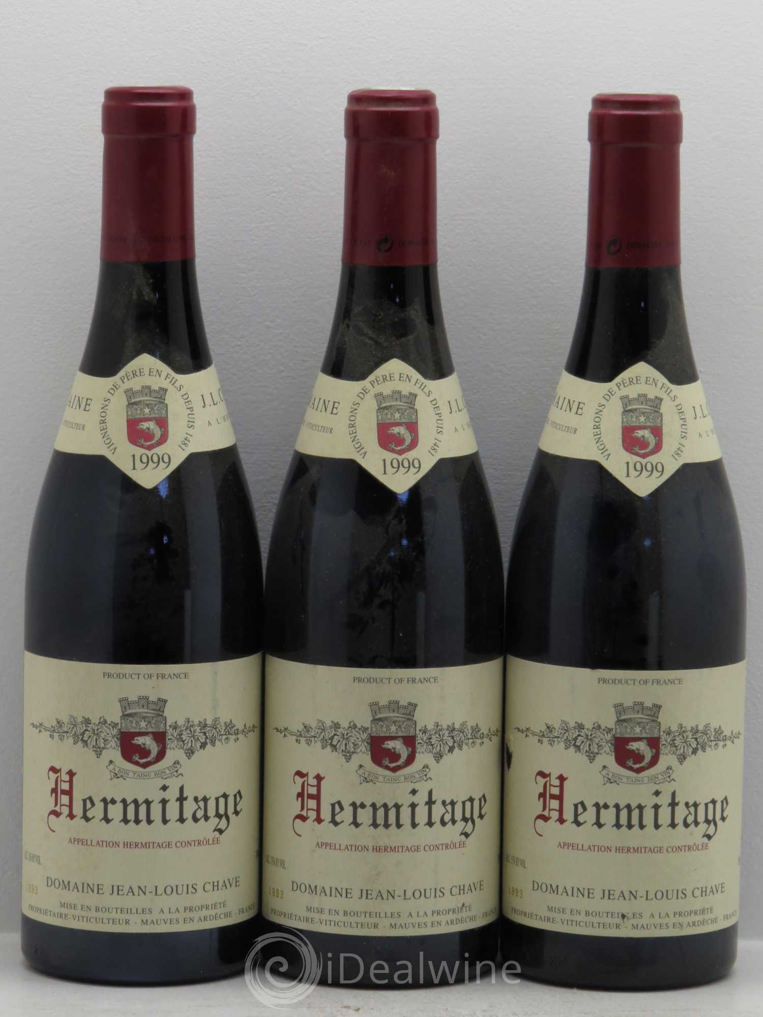 Hermitage Jean-Louis Chave 1999 - Lot de 3 bouteilles - 0