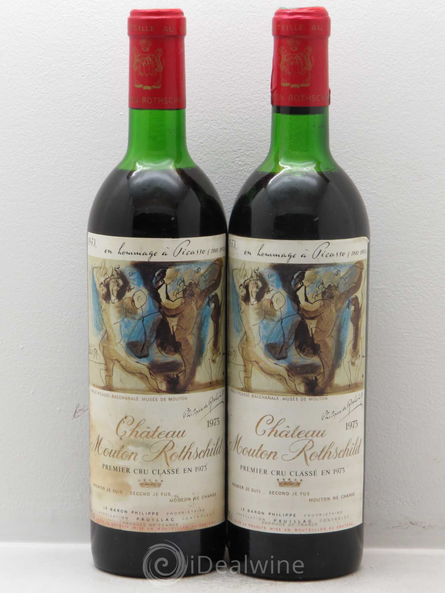 Château Mouton Rothschild 1er Grand Cru Classé 1973 - Lot de 2 bouteilles - 0