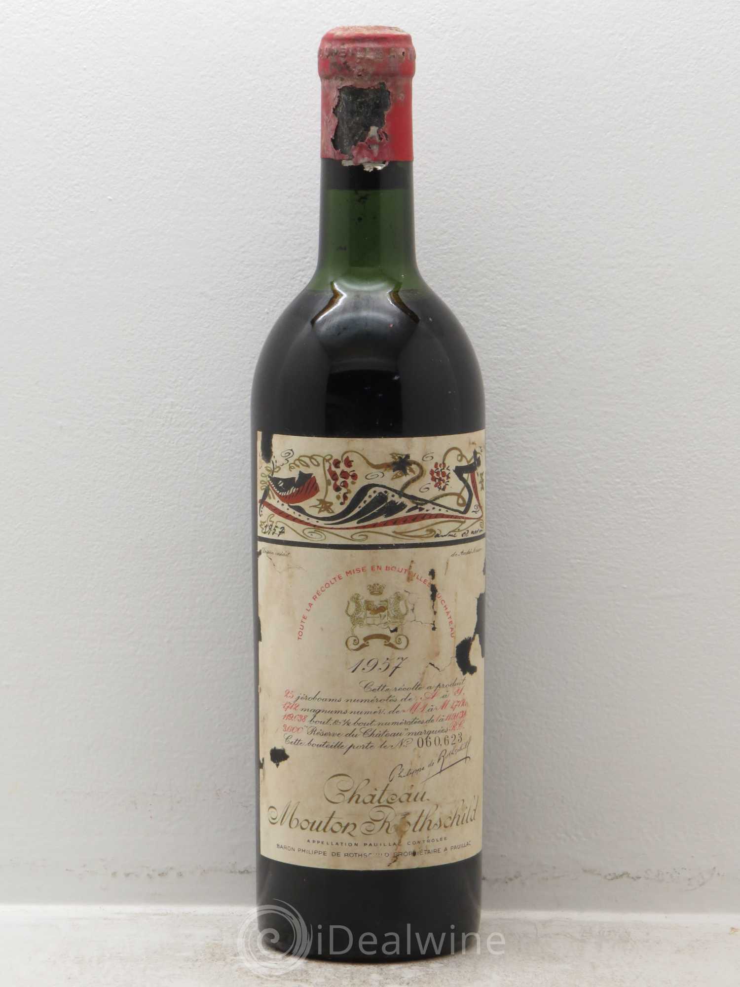 Château Mouton Rothschild 1er Grand Cru Classé 1957 - Lot de 1 bouteille - 0