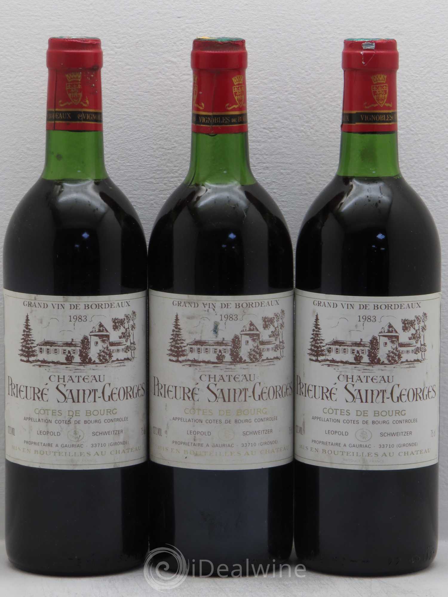Côtes de Bourg Château Prieuré Saint Georges (sans prix de réserve) 1983 - Posten von 3 Flaschen - 0