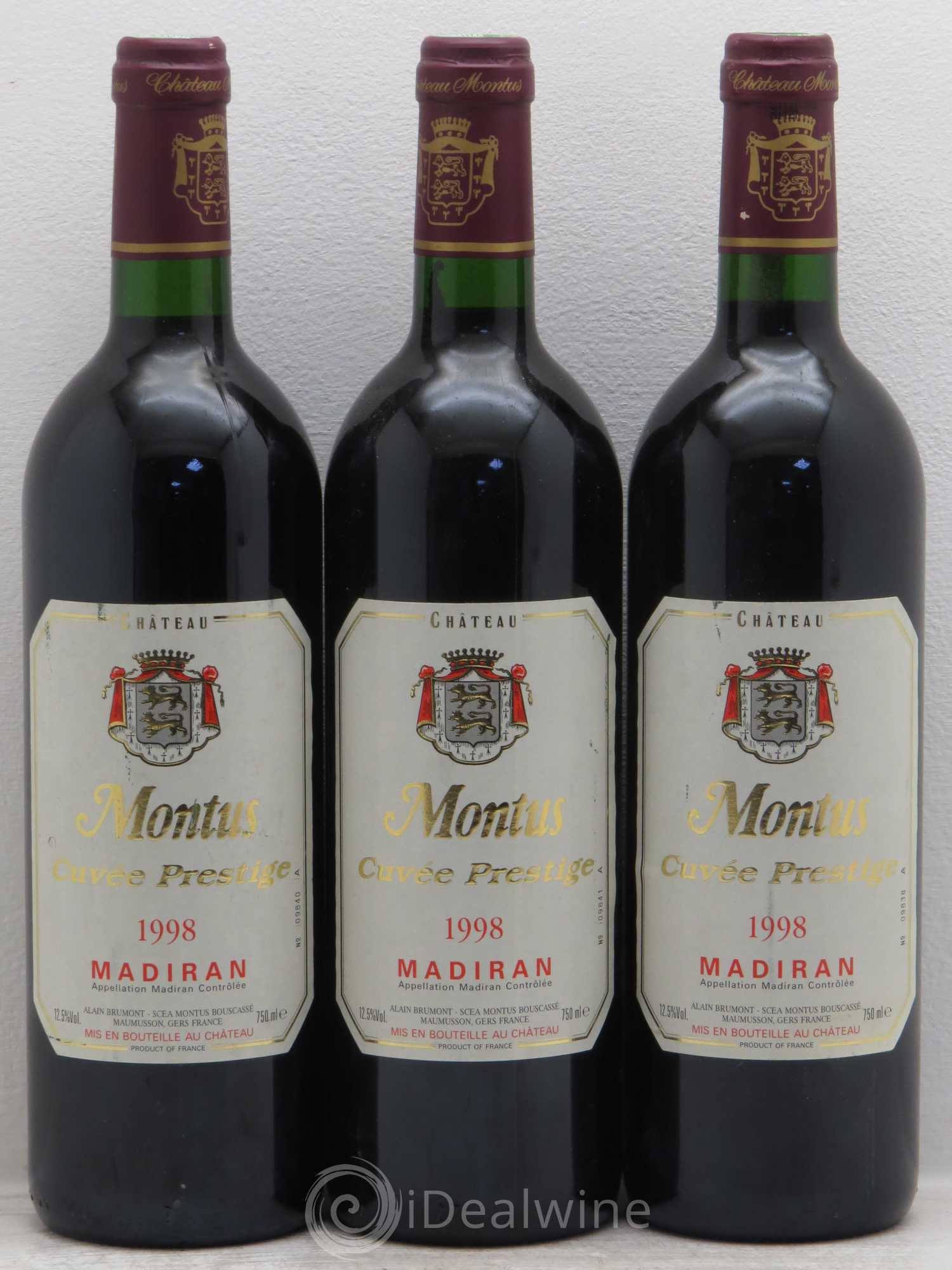 Madiran Château Montus-Prestige Alain Brumont (sans prix de réserve) 1998 - Lot de 3 bouteilles - 0