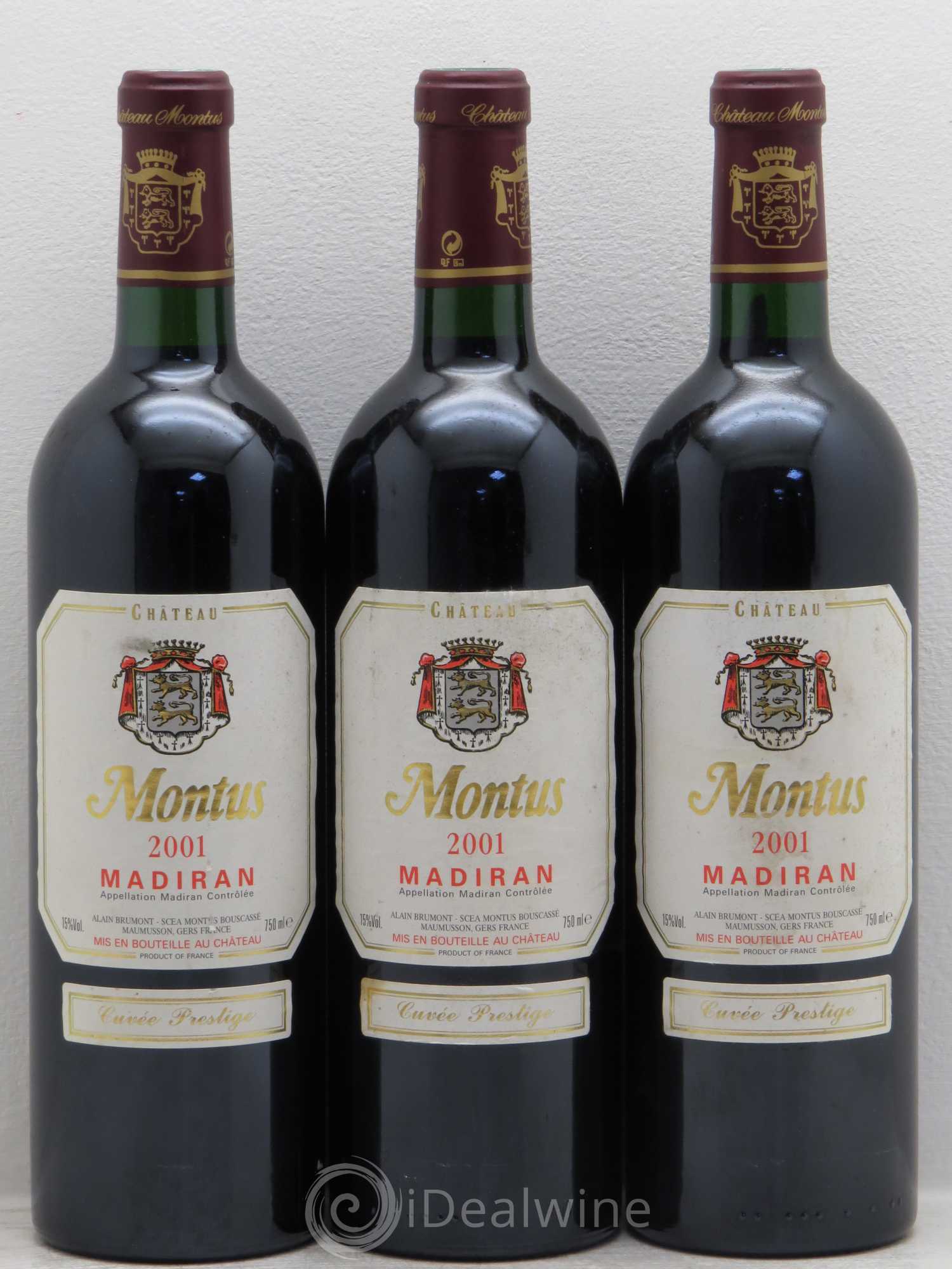 Madiran Château Montus-Prestige Alain Brumont 2001 - Lot de 3 bouteilles - 0