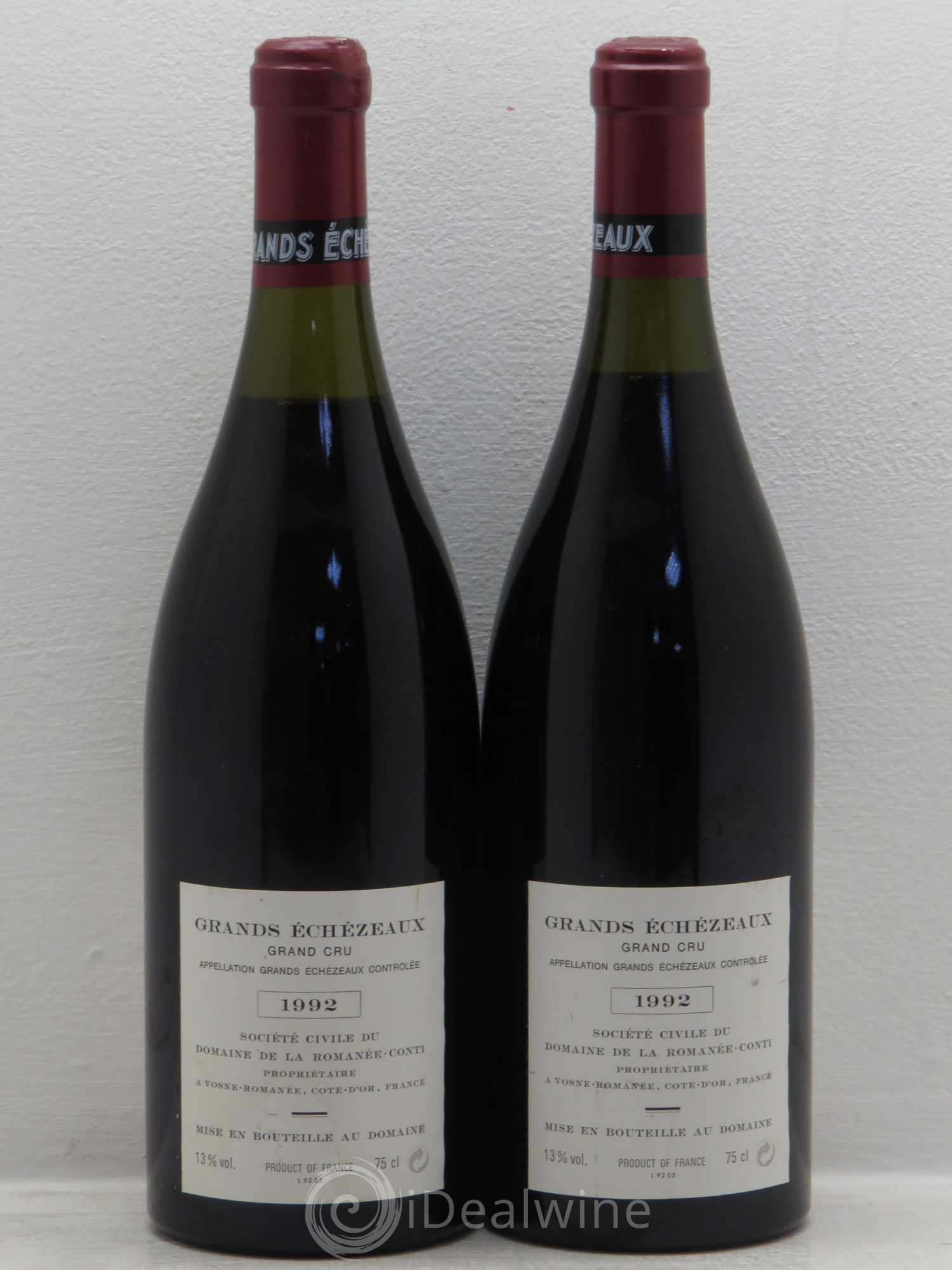 Grands-Echezeaux Grand Cru Domaine de la Romanée-Conti 1992 - Lot de 2 bouteilles - 1