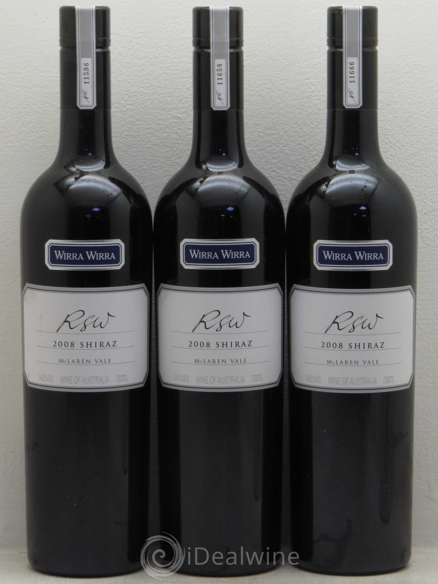 Australie Wirra Wirra RSW Shiraz McLaren Valley 2008 - Posten von 3 Flaschen - 0