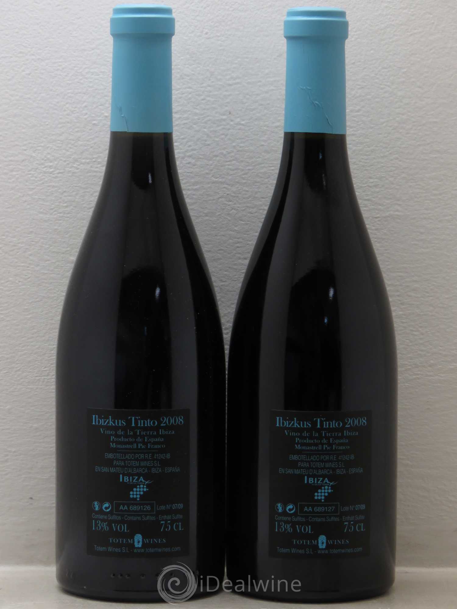Espagne Ibizkus Tinto Vino de la Tierra Ibiza (no reserve) 2008 - Lot of 2 bottles - 1