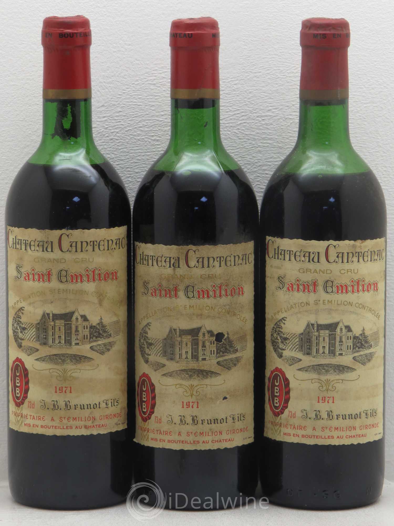 Bordeaux Château Cantenac Brunot Fills 1971 - Posten von 3 Flaschen - 0