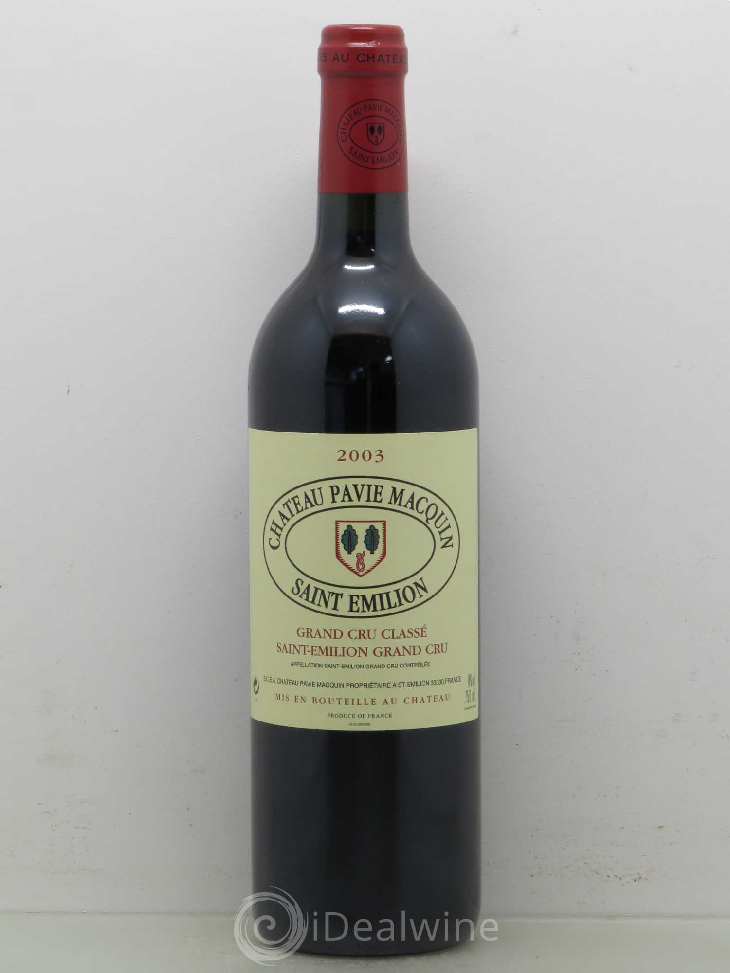 Château Pavie Macquin 1er Grand Cru Classé B 2003 - Lot de 1 bouteille - 0