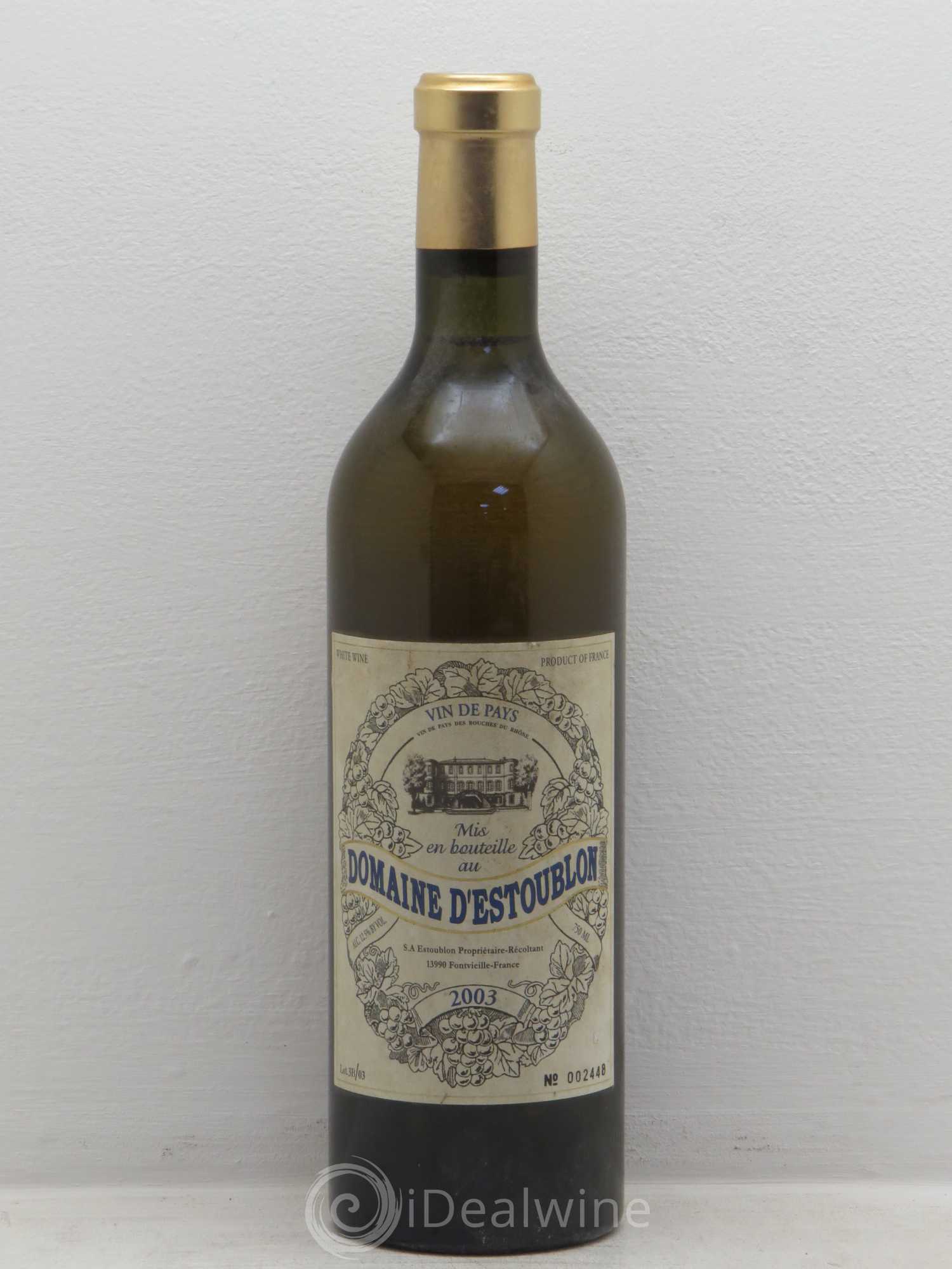 Divers VdP Domaine d'Estoublon (sans prix de réserve) 2003 - Posten von 1 Flasche - 0