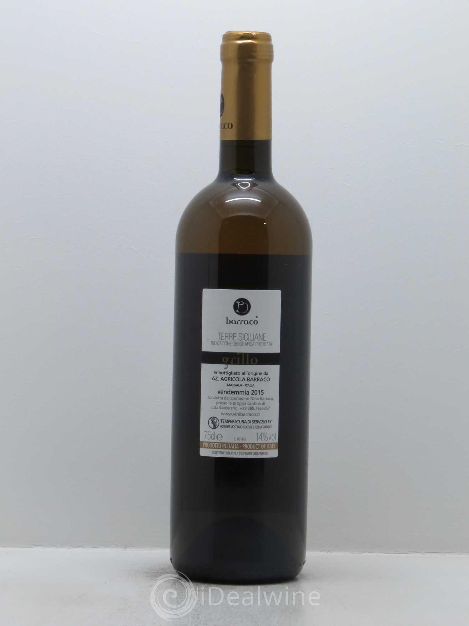 Terre Siciliane Nino Barraco IGT Grillo 2015 - Lot de 1 bouteille - 1