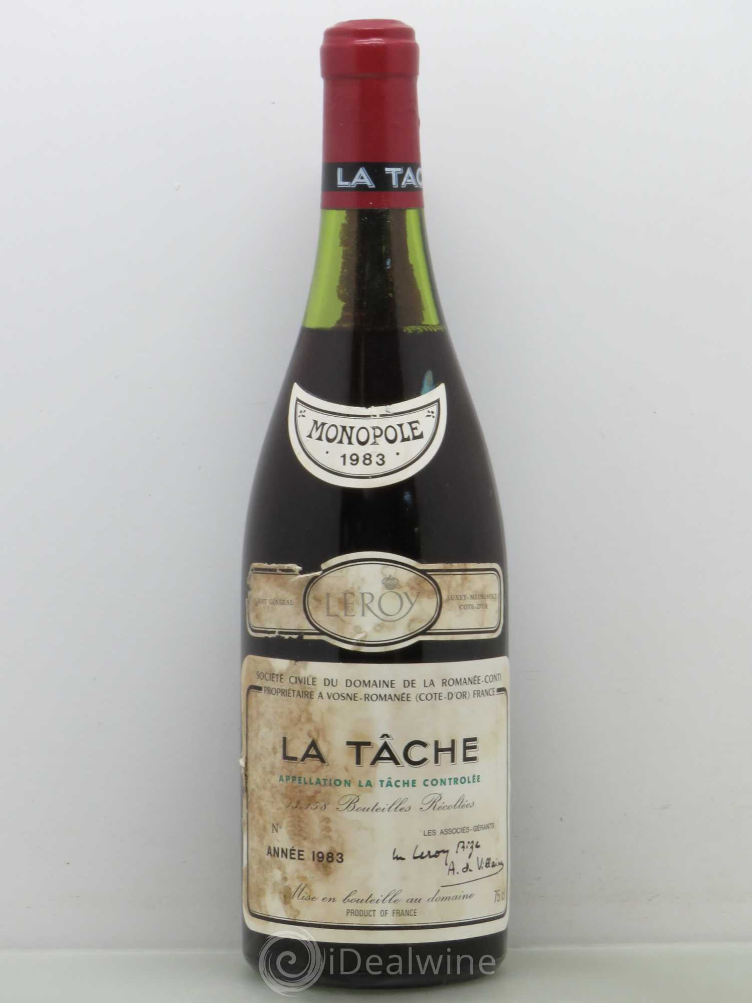 La Tâche Grand Cru Domaine de la Romanée-Conti 1983 - Lot de 1 bouteille - 0