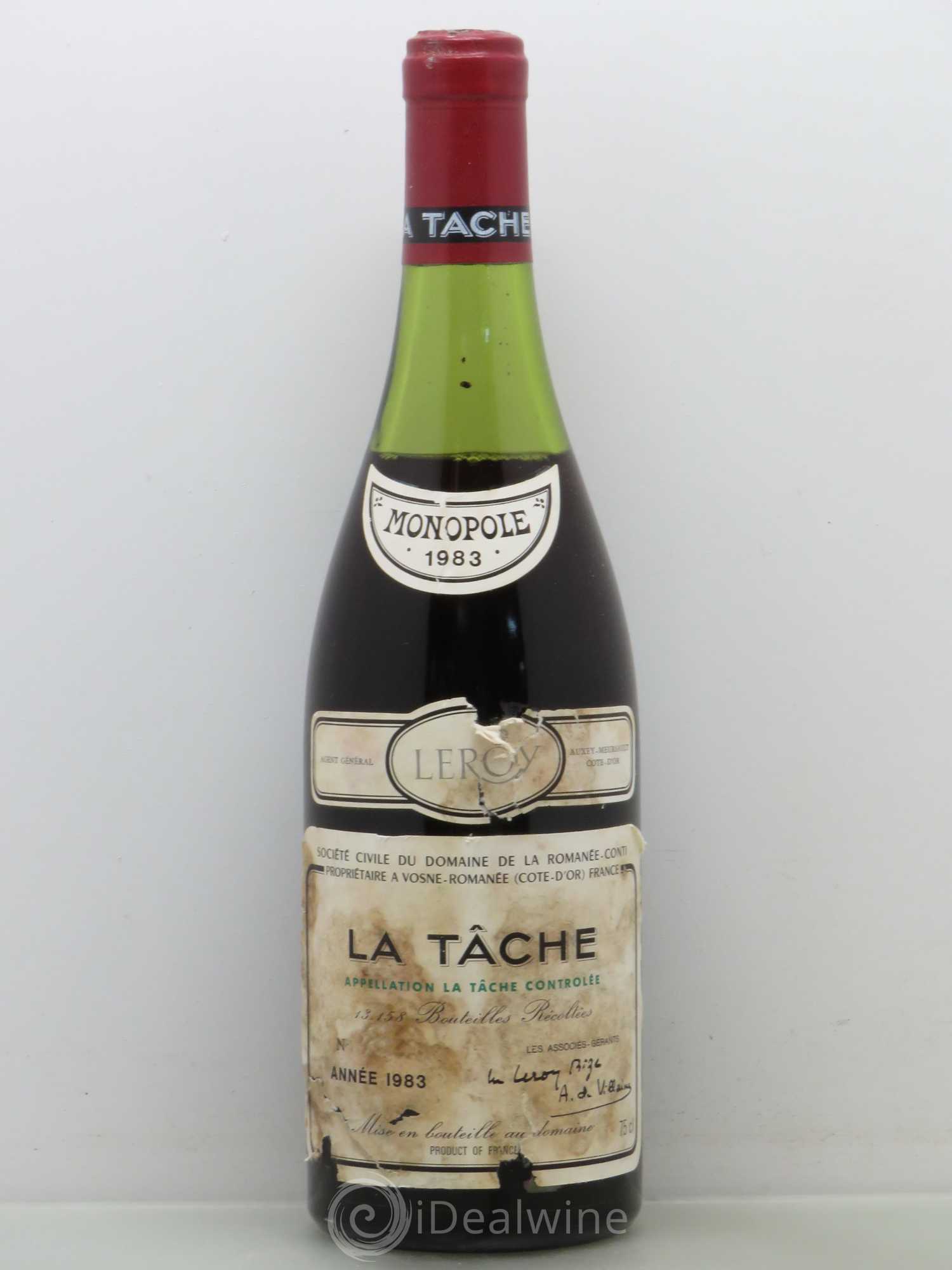 La Tâche Grand Cru Domaine de la Romanée-Conti 1983 - Lot de 1 bouteille - 0