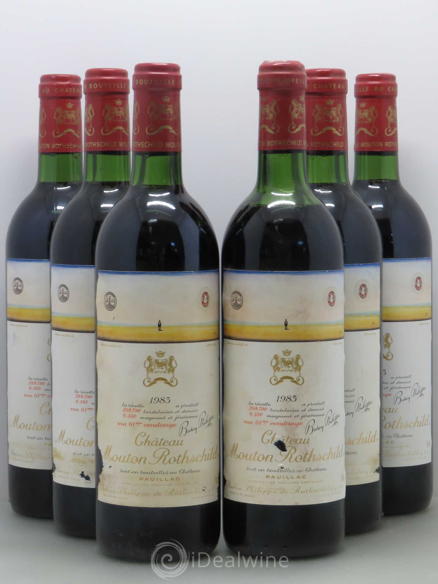 Château Mouton Rothschild 1er Grand Cru Classé 1983 - Lot de 6 bouteilles - 0