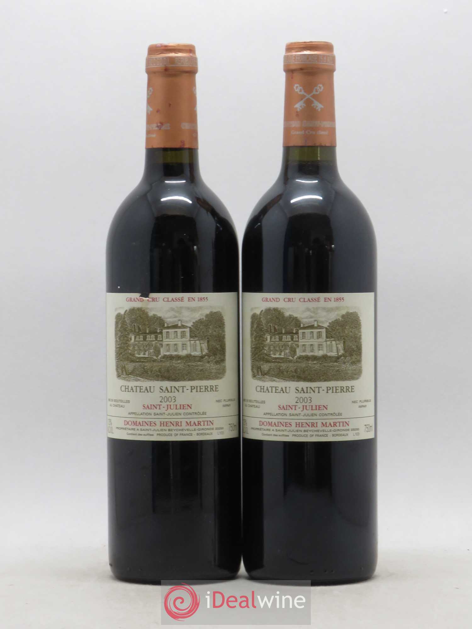 Château Saint-Pierre 4ème Grand Cru Classé 2003 - Lot de 2 bouteilles - 0