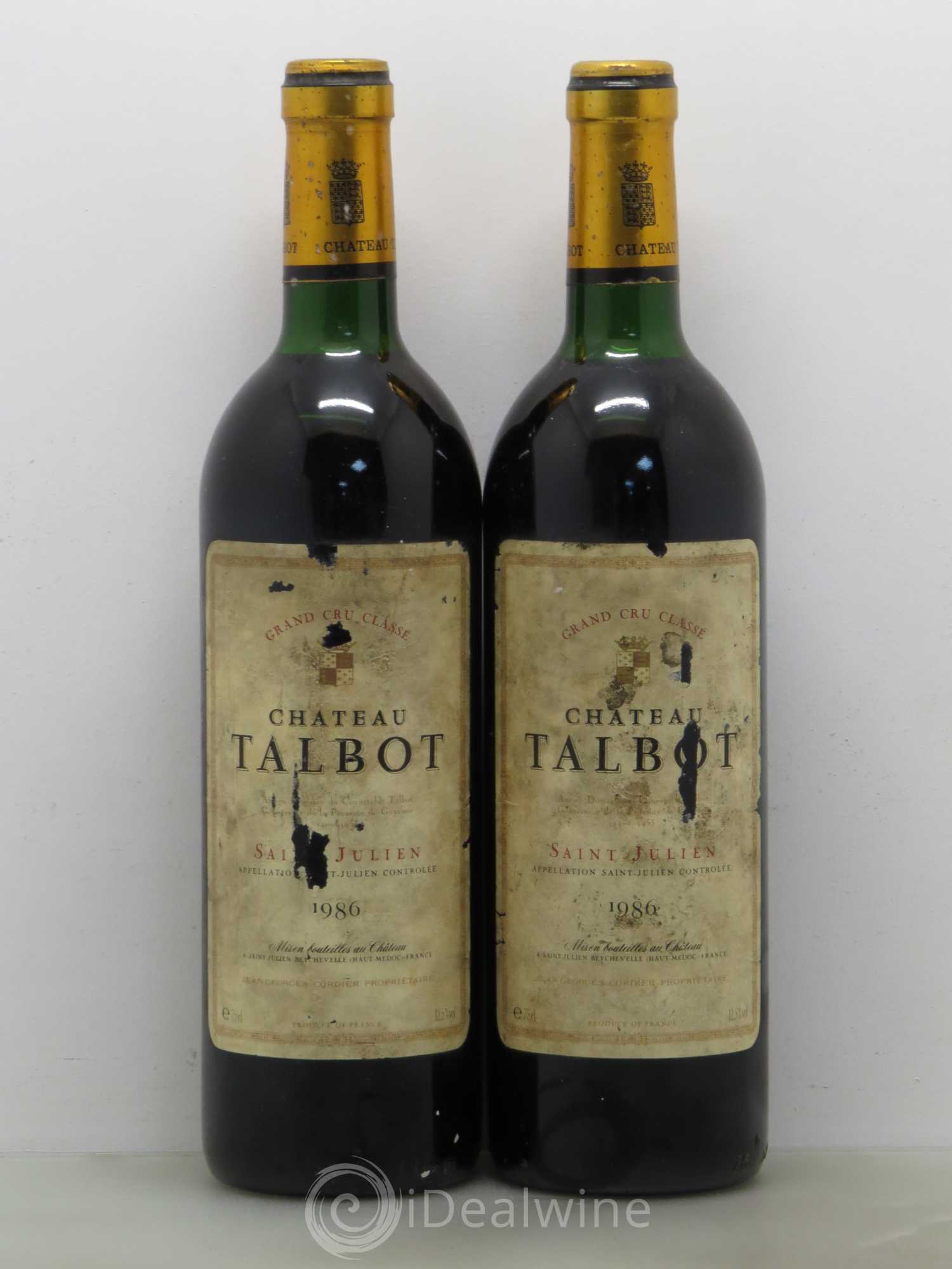 Château Talbot 4ème Grand Cru Classé 1986 - Lot de 2 bouteilles - 0