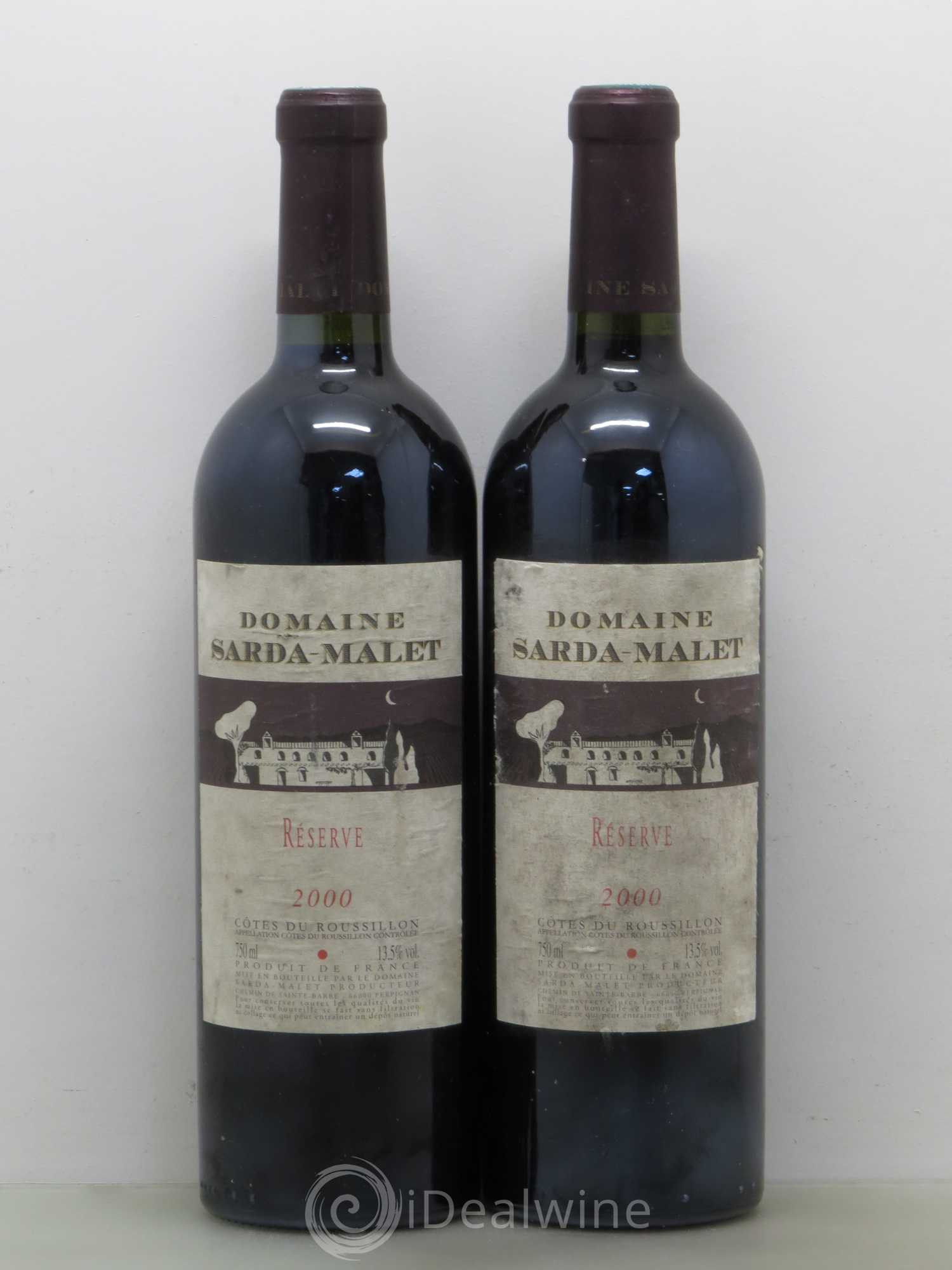 Côtes du Roussillon Domaine Sarda-Malet Le Sarda Jérôme Malet Réserve 2000 - Lot de 5 bouteilles - 2